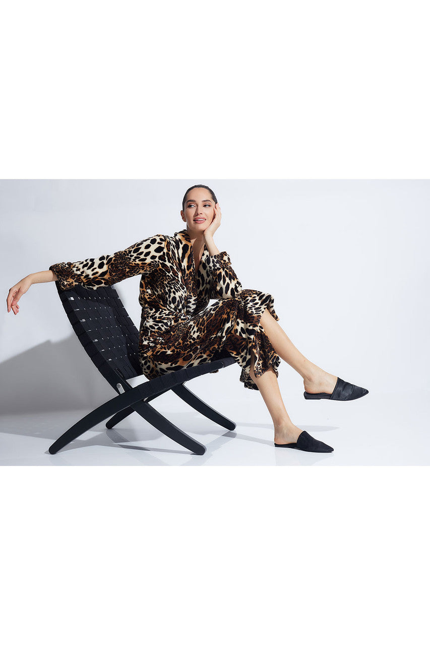 Buy Plush Leopard Robe in Chestnut Online Chestnut Natori