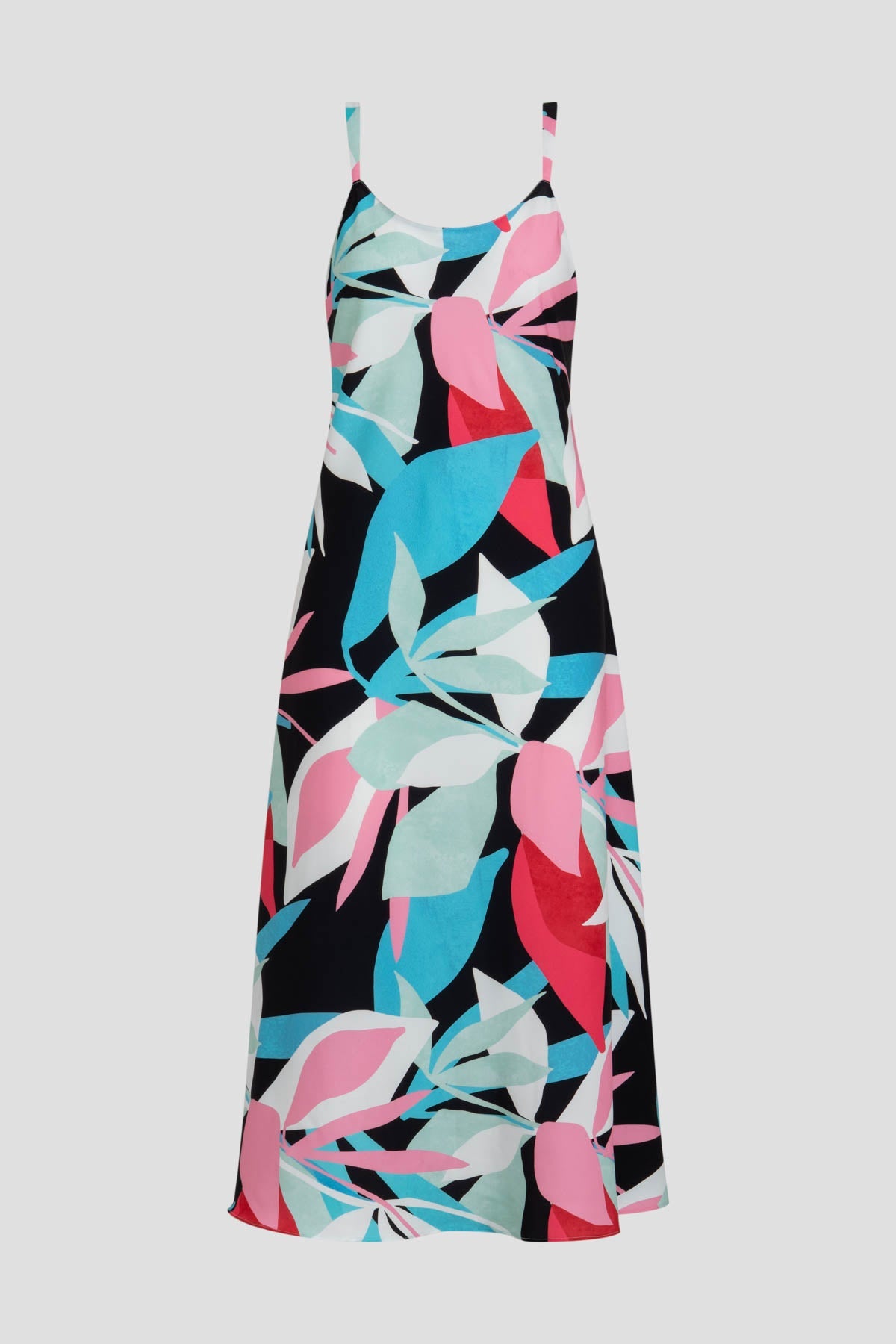 Abstract Palm Printed Satin Slip Dress Multi Natori