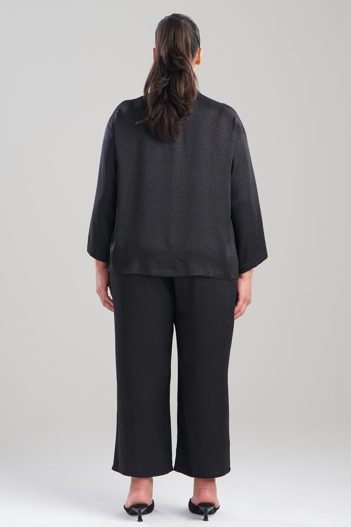 Wilderness Satin Jacquard Button Down PJ Set Wilderness Black Natori