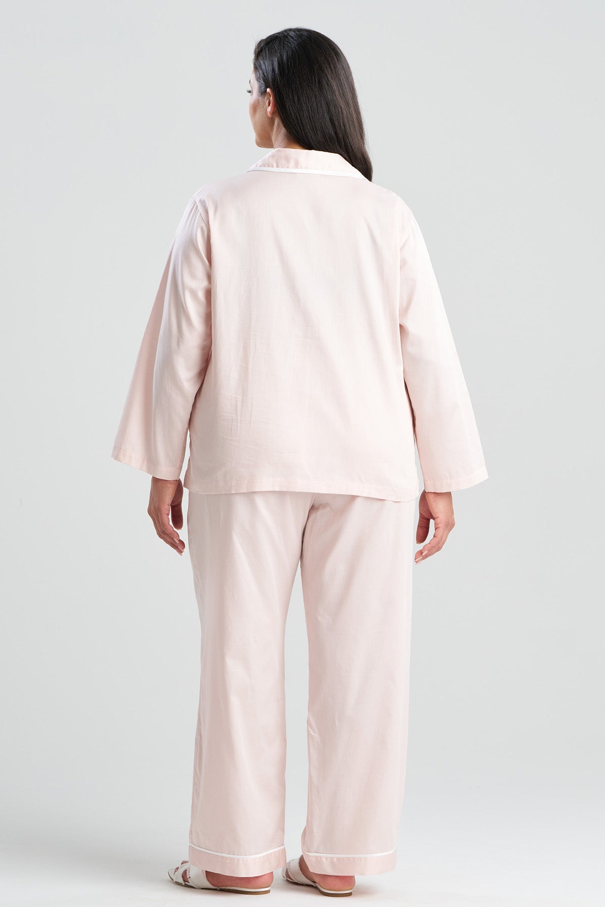 Cotton Sateen Embroidered Essentials Notch PJ Blush Pink Natori