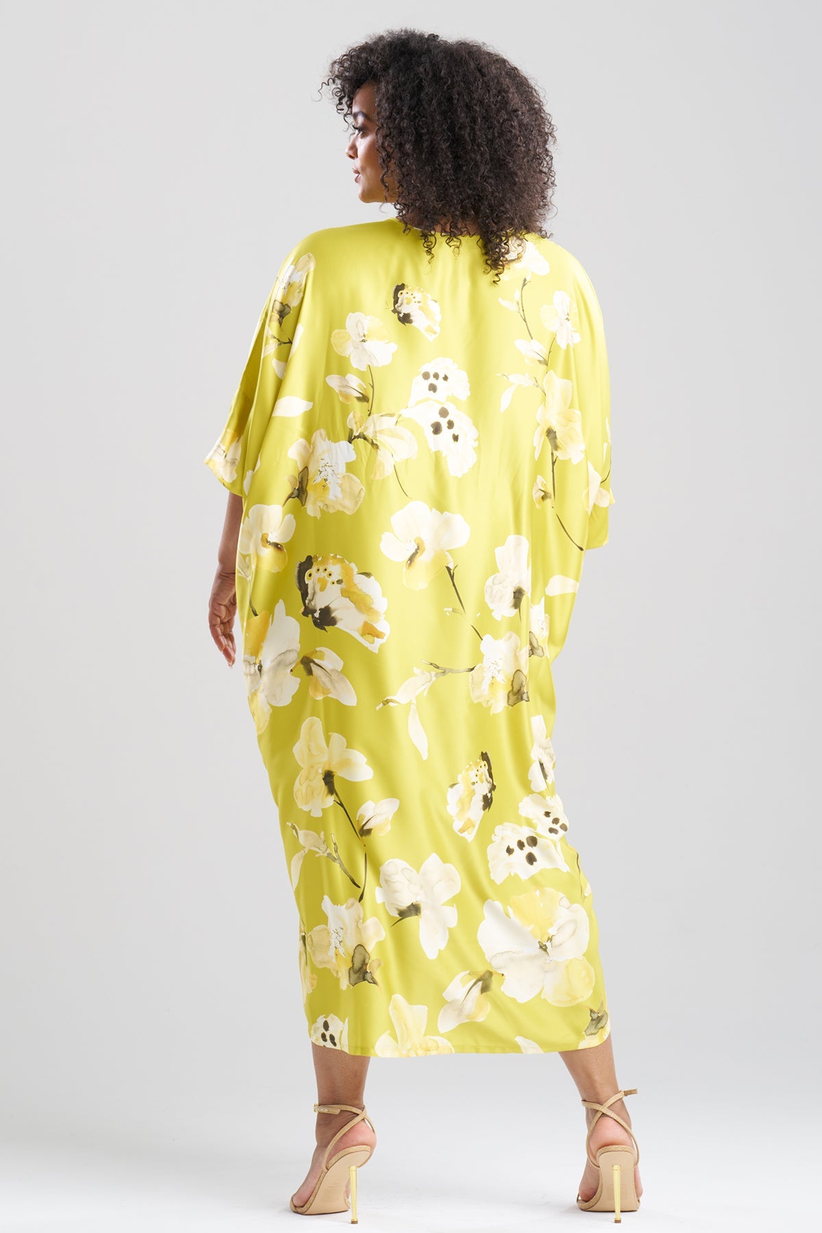Aurelia Charmeuse V-Neck Caftan Chartreuse Natori