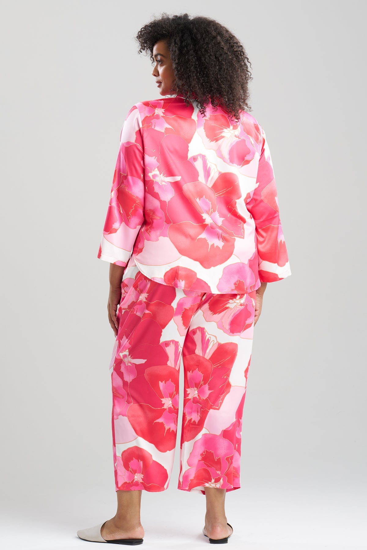 Floria Printed Satin Mandarin PJ Set Pink Natori