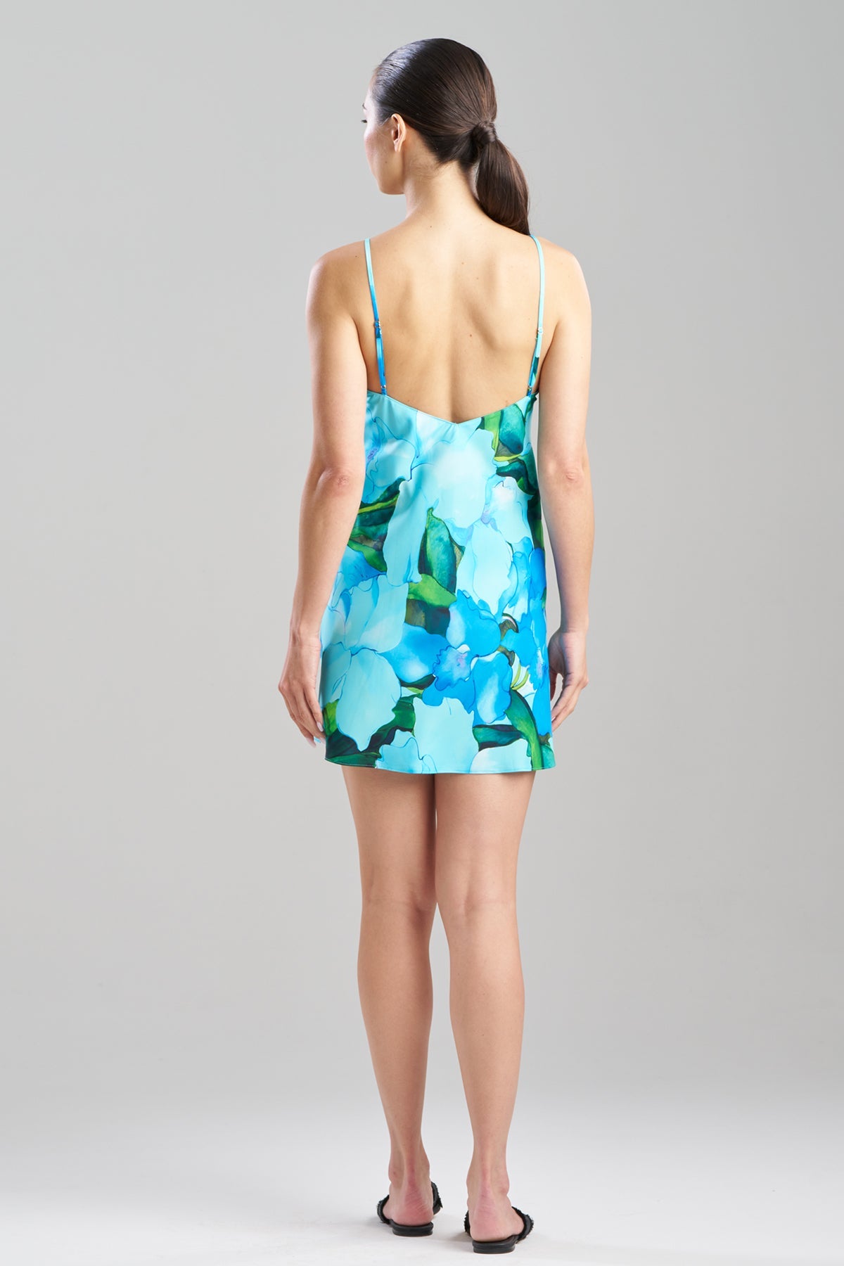 Isla Printed Satin Chemise Blue Natori