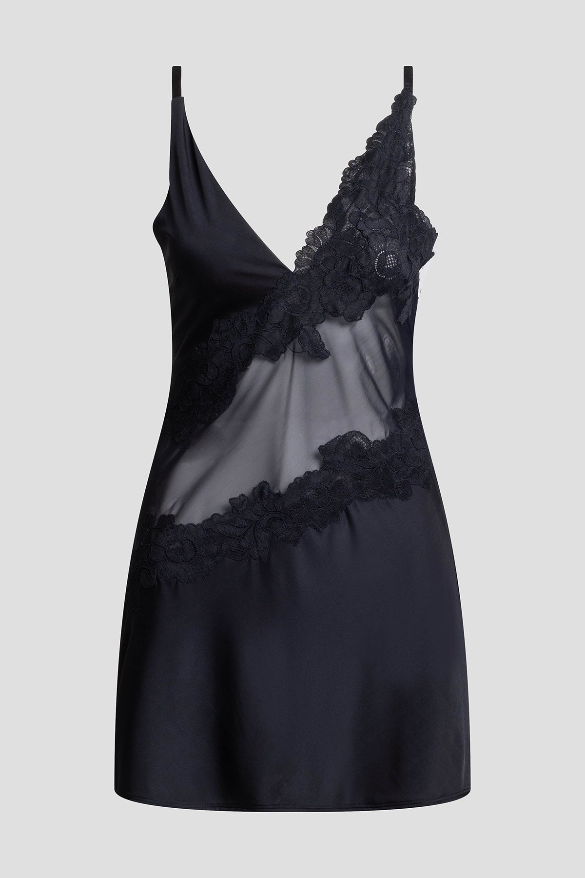 Gisele Mesh Applique Chemise Black Natori