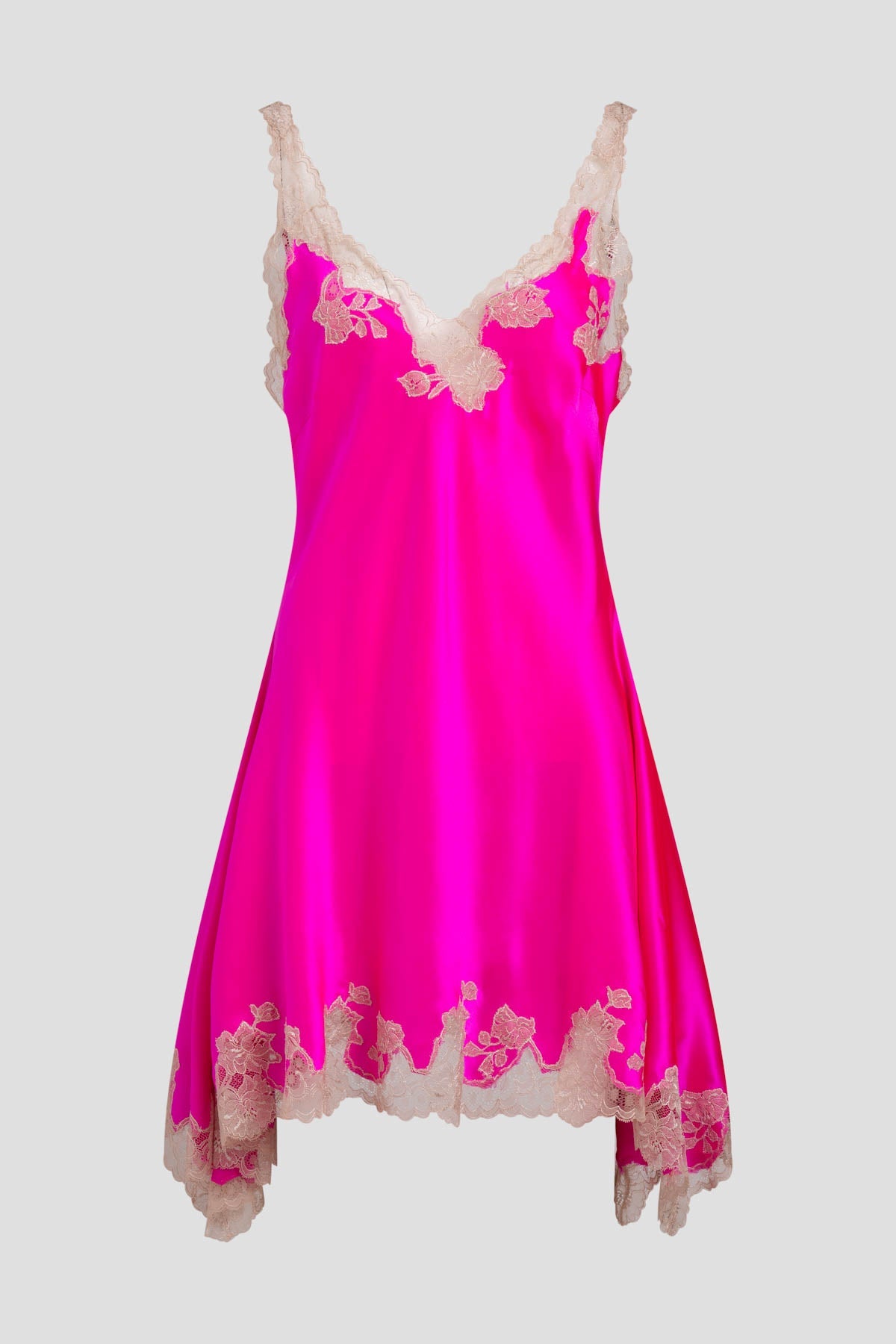 Lolita Lace V-Neck Silk Chemise Fiesta Pink/Nude Natori