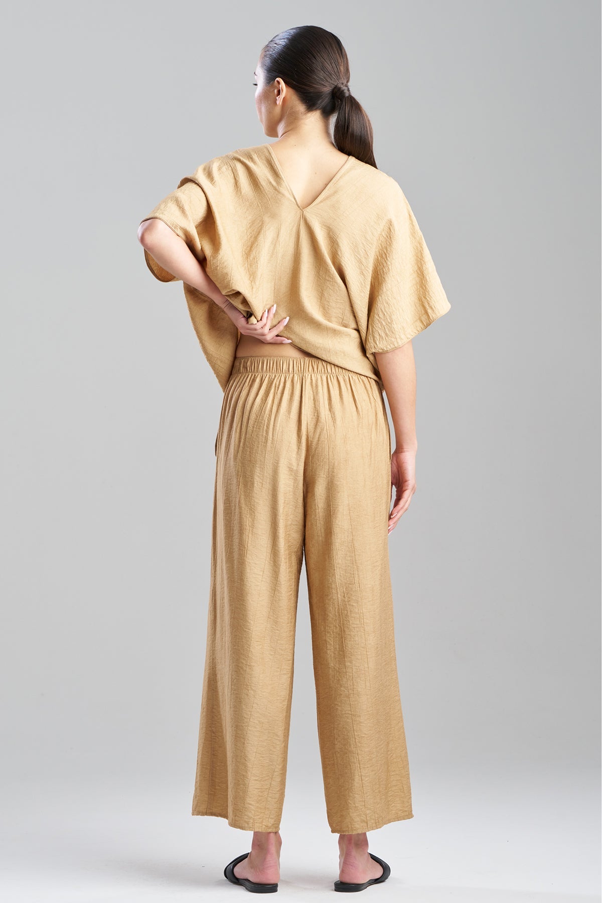 Terra Foil Crinkle Pants Cavern Clay Natori