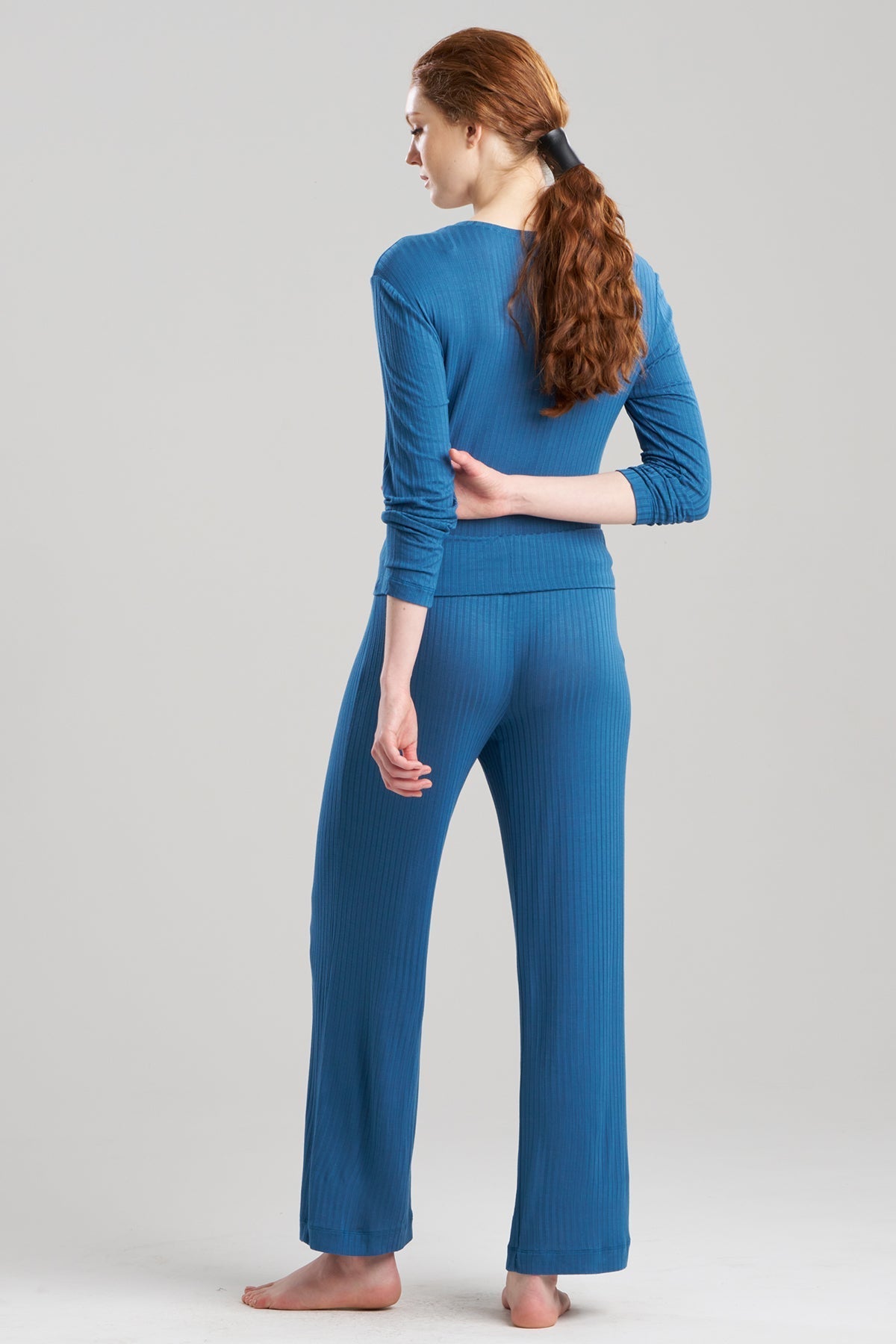 Skye Rib Ease Pants Midnight Teal Natori