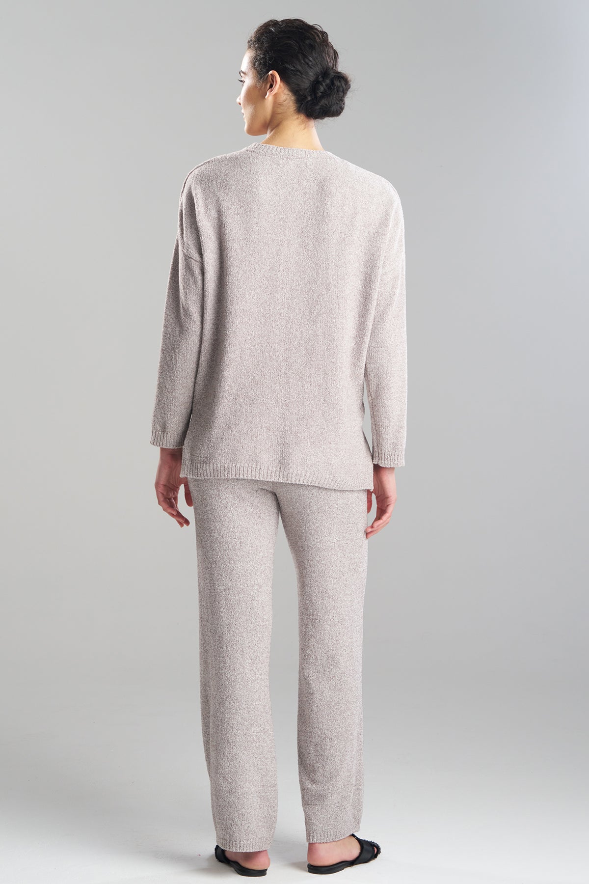 Buy Aura Heather Chenille V-Neck Top in Truffle Online Truffle Natori