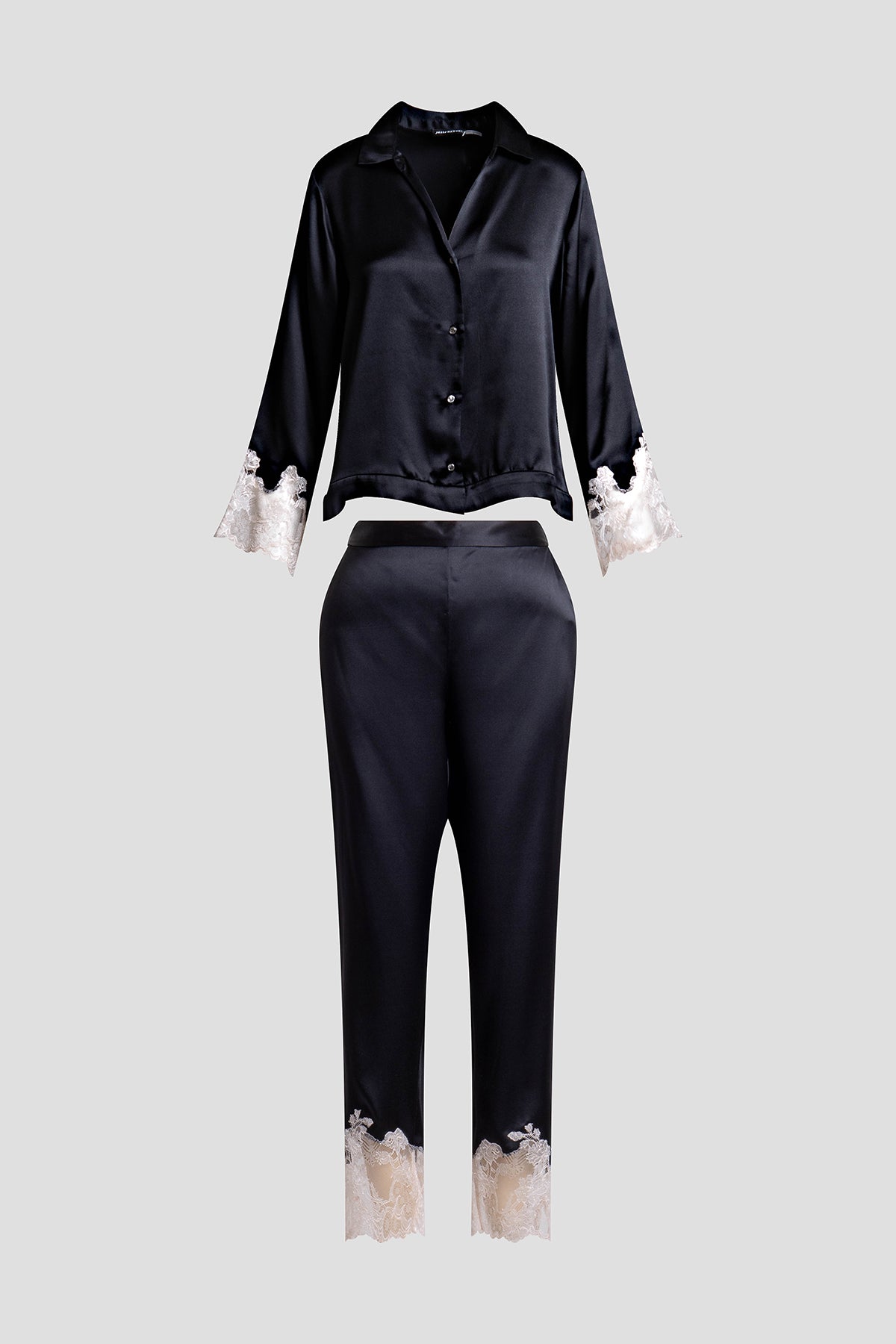 Buy Lolita Lace Trim Silk Notch PJ in Black/Ecru Online Black/Ecru Natori