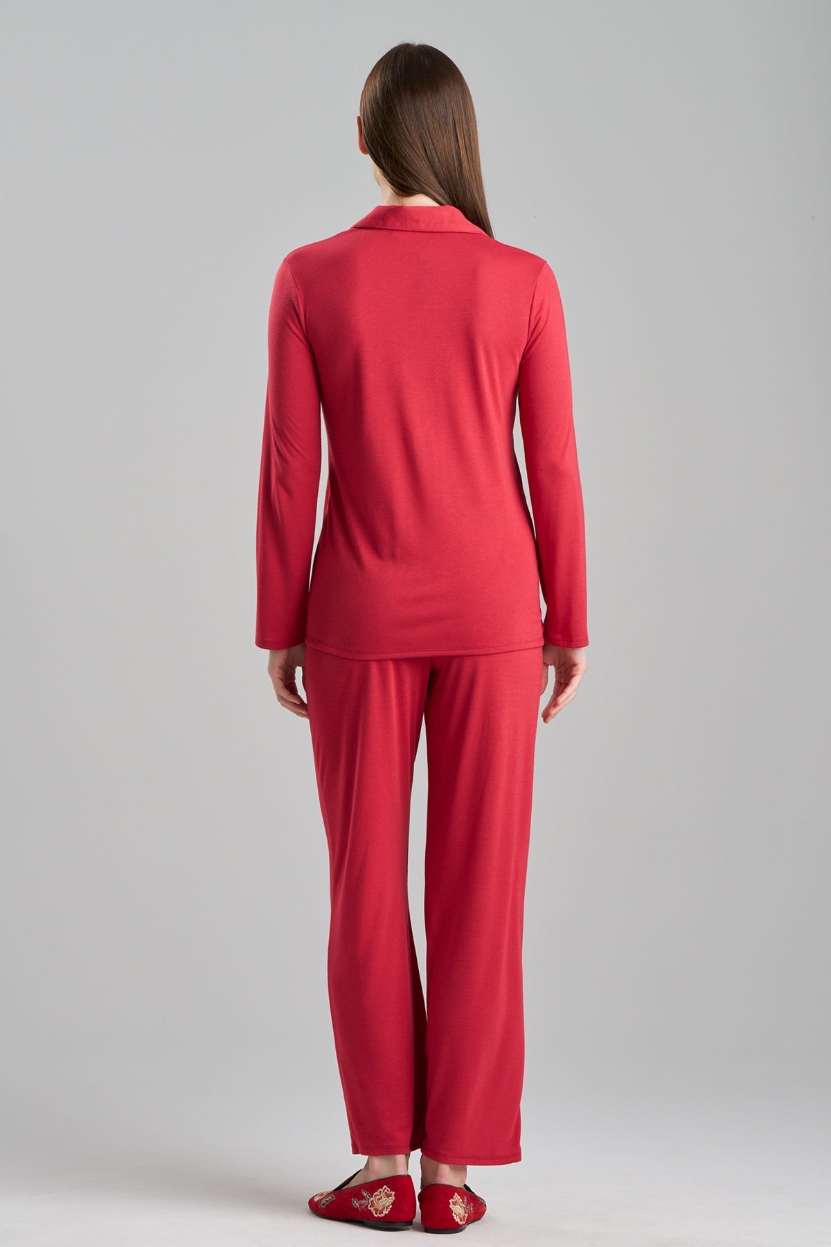 Buy Shangri-La Embroidered Notch PJ in Crimson Red Online Crimson Red Natori