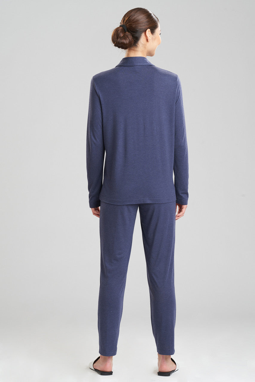 Buy Shangri-La TENCEL™ Long Sleeve Notch PJ in Heather Night Blue Online Heather Night Blue Natori