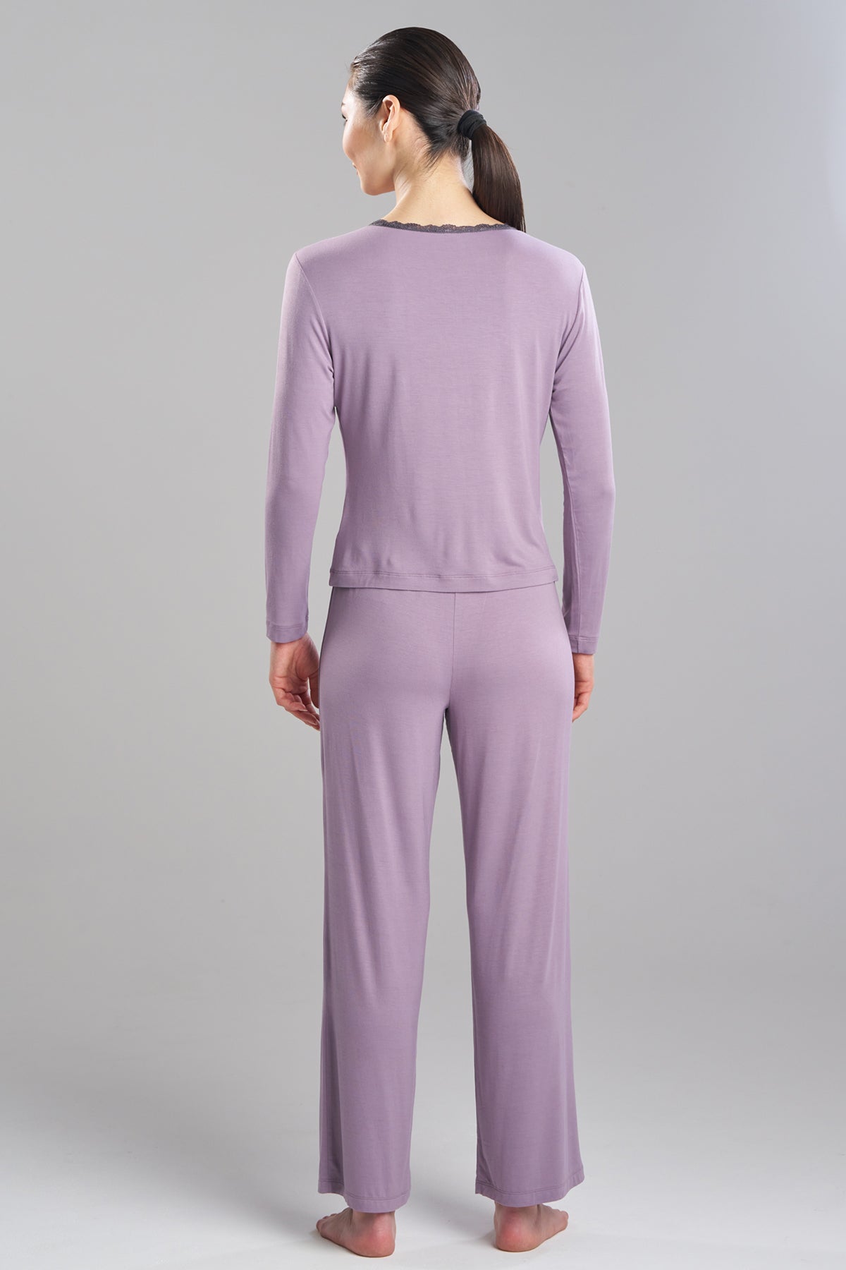 Iris Bamboo Jersey Ease Long Sleeve Lace PJ Wisteria Natori