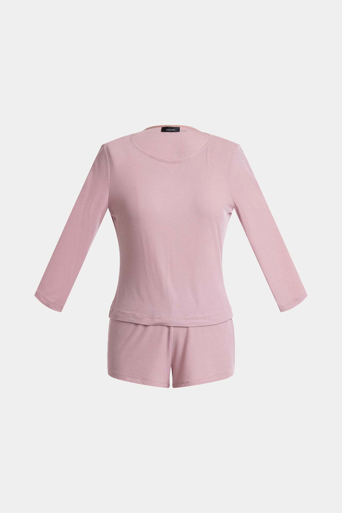 Rib Essentials Long Sleeve Shorts PJ Rose Blush Natori