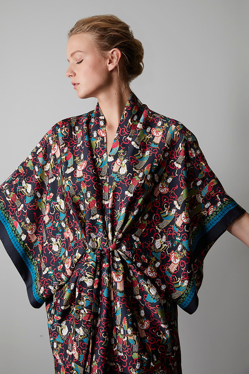 Buy Tea Garden Robe in Black Multi Online Black Multi Natori