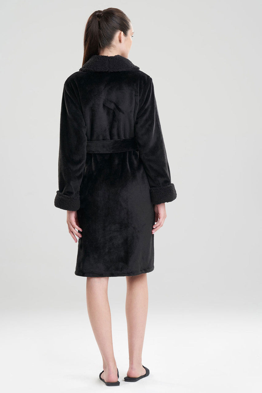 Buy Plush Sherpa Cozy Robe in Black Online Black Natori