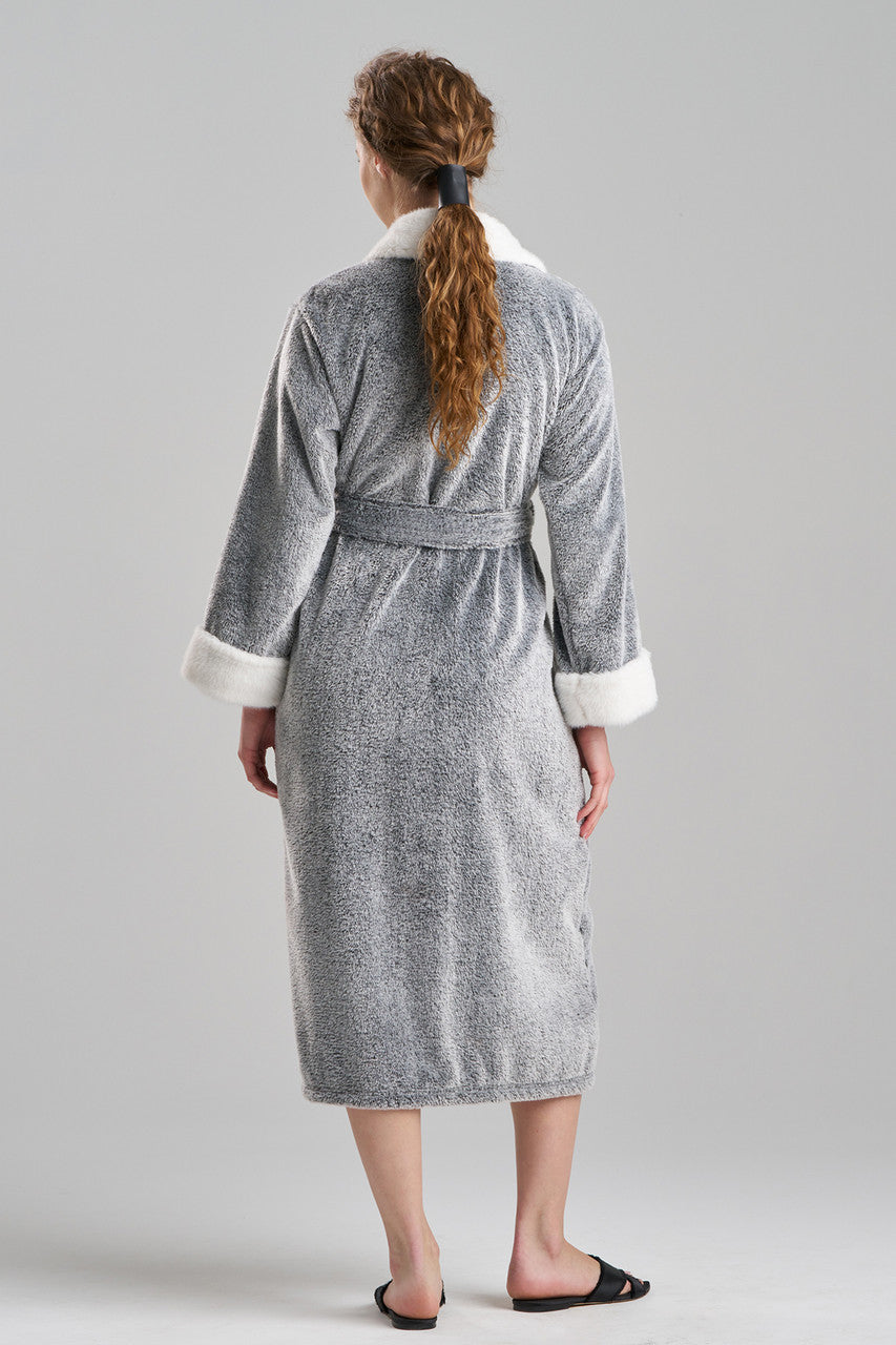 Buy Frosted Cashmere Fleece Robe in Black Online Black Natori
