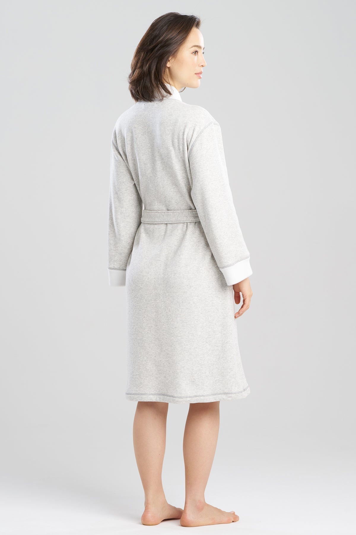 Nova Cozy Brushed Knit Dream Robe Light Heather Grey Natori