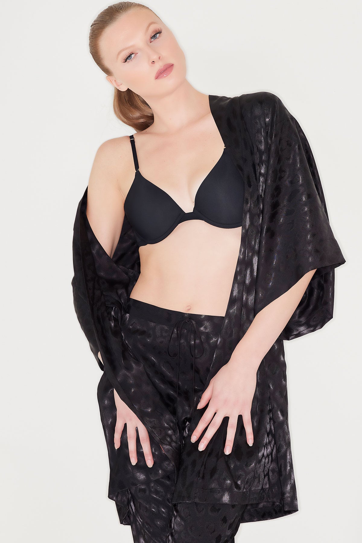 Buy Decadence Belted Wrap in Black Online Black Natori