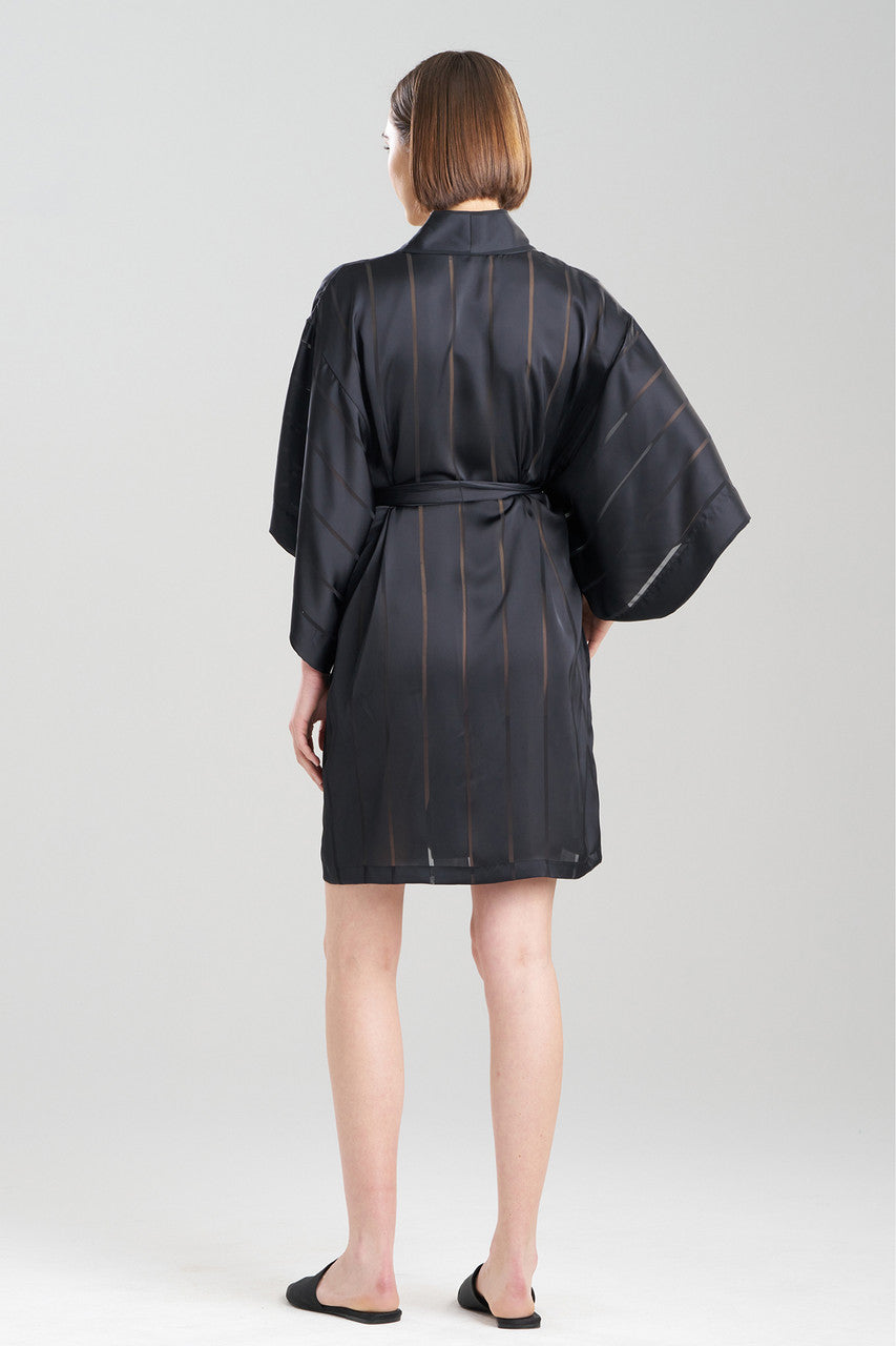 Buy Sheer Stripe Jacquard Wrap in Black Online Black Natori