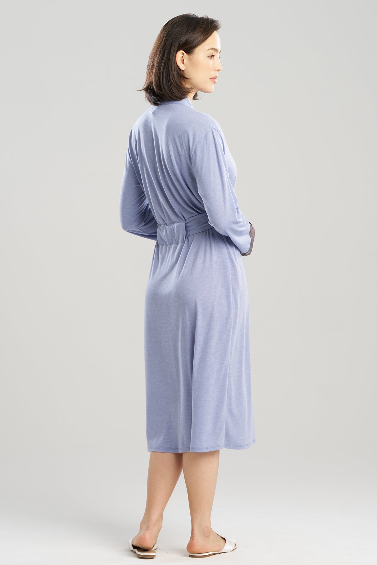 Dhalia Knit Jersey Lace Robe Blue Haze Natori