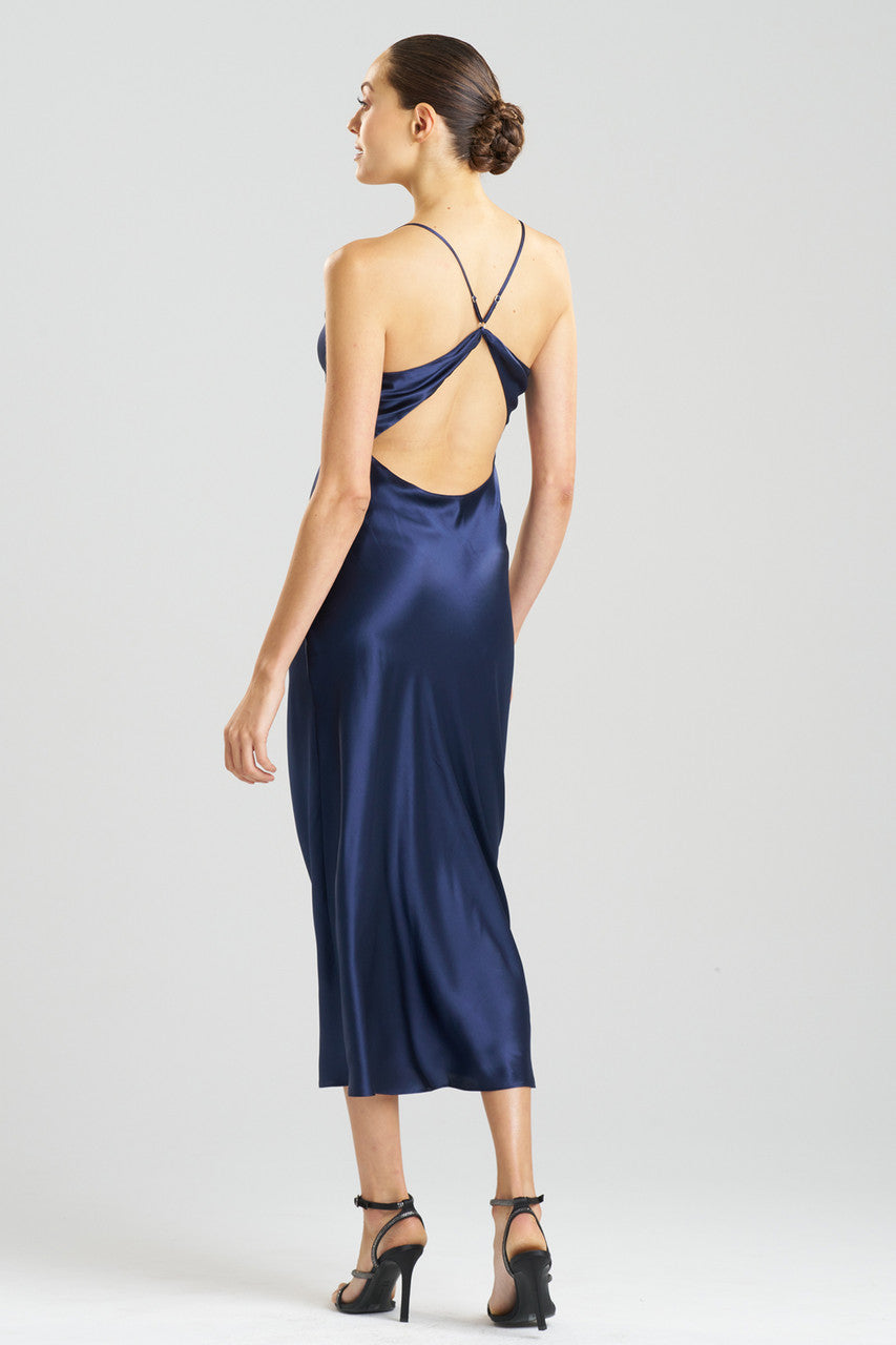 Buy Key Essentials V-neck Silk Gown in Midnight Navy Online Midnight Navy Natori