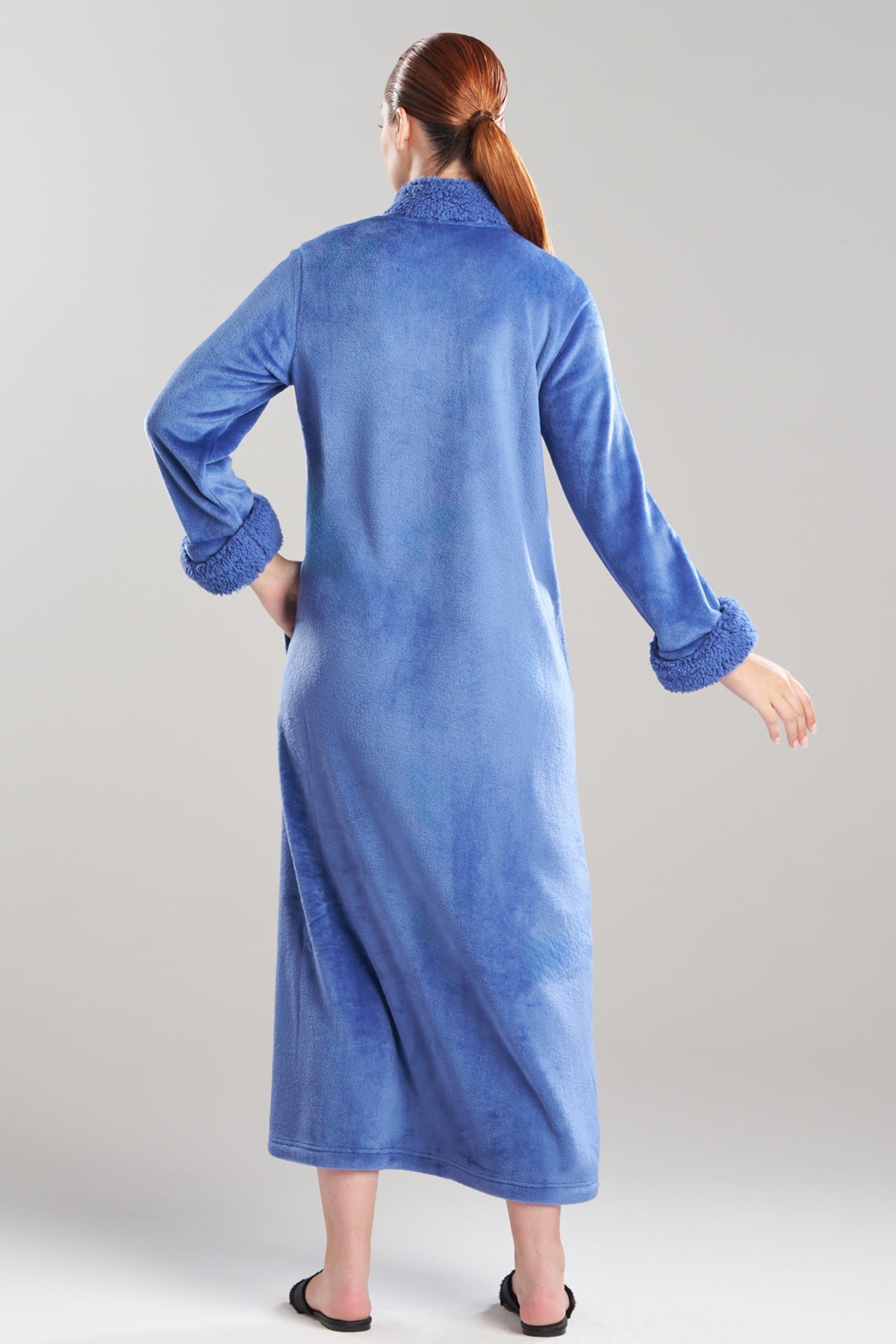 Plush Sherpa Zip Lounger Bluefrost Natori
