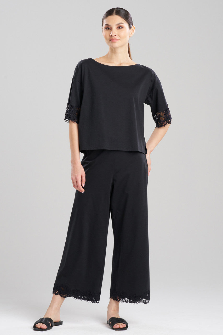 Buy Bliss Harmony Lace Applique T-Shirt in Black Online Black Natori