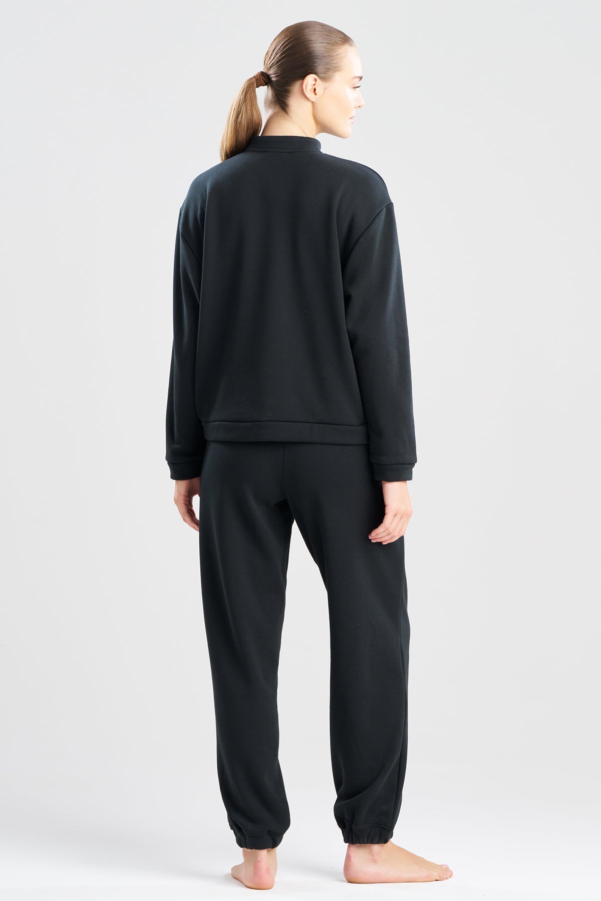 Nova Cozy Brushed Knit Everywhere Zip Up Top Black Natori