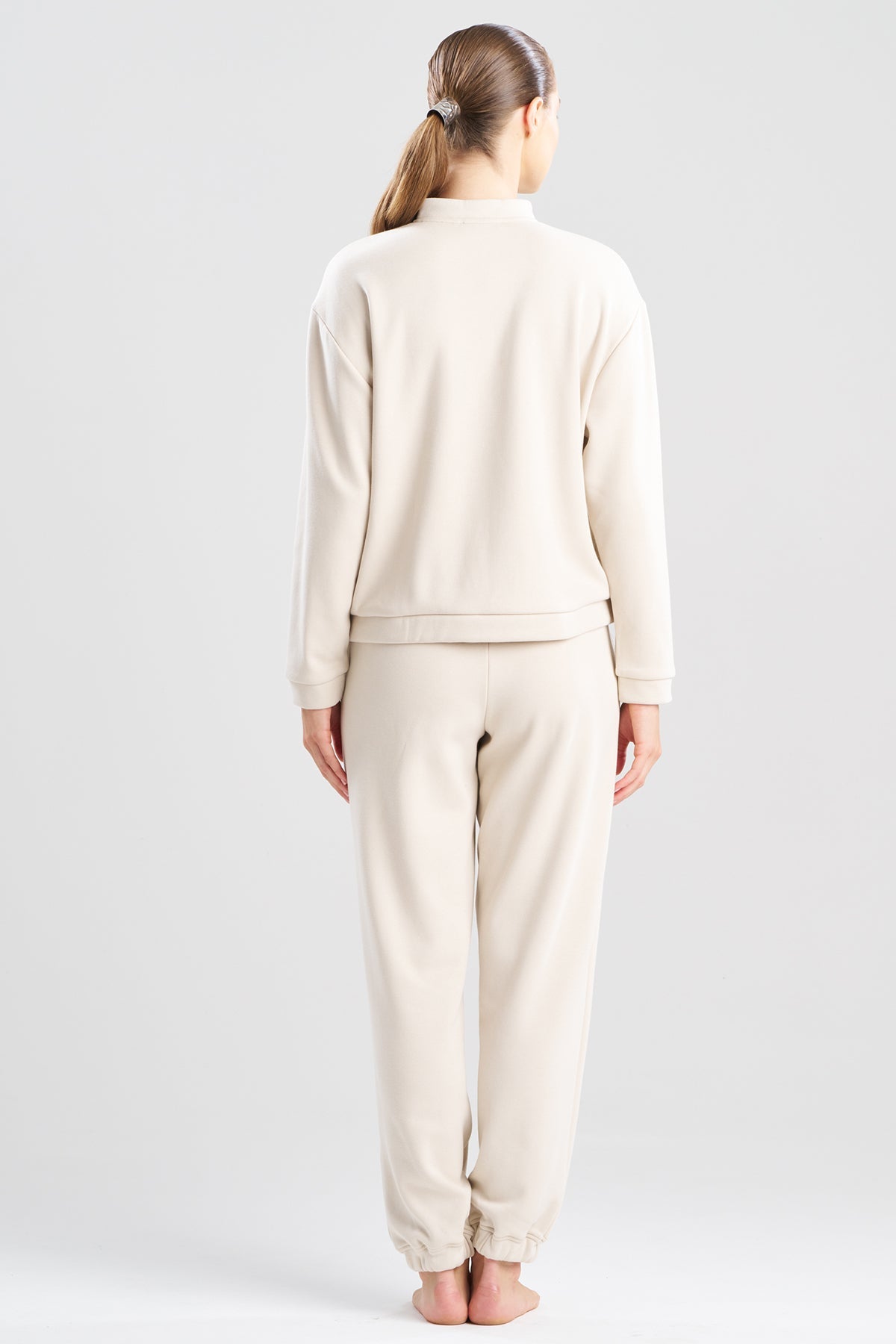 Nova Cozy Brushed Knit Everywhere Zip Up Top Ecru Natori