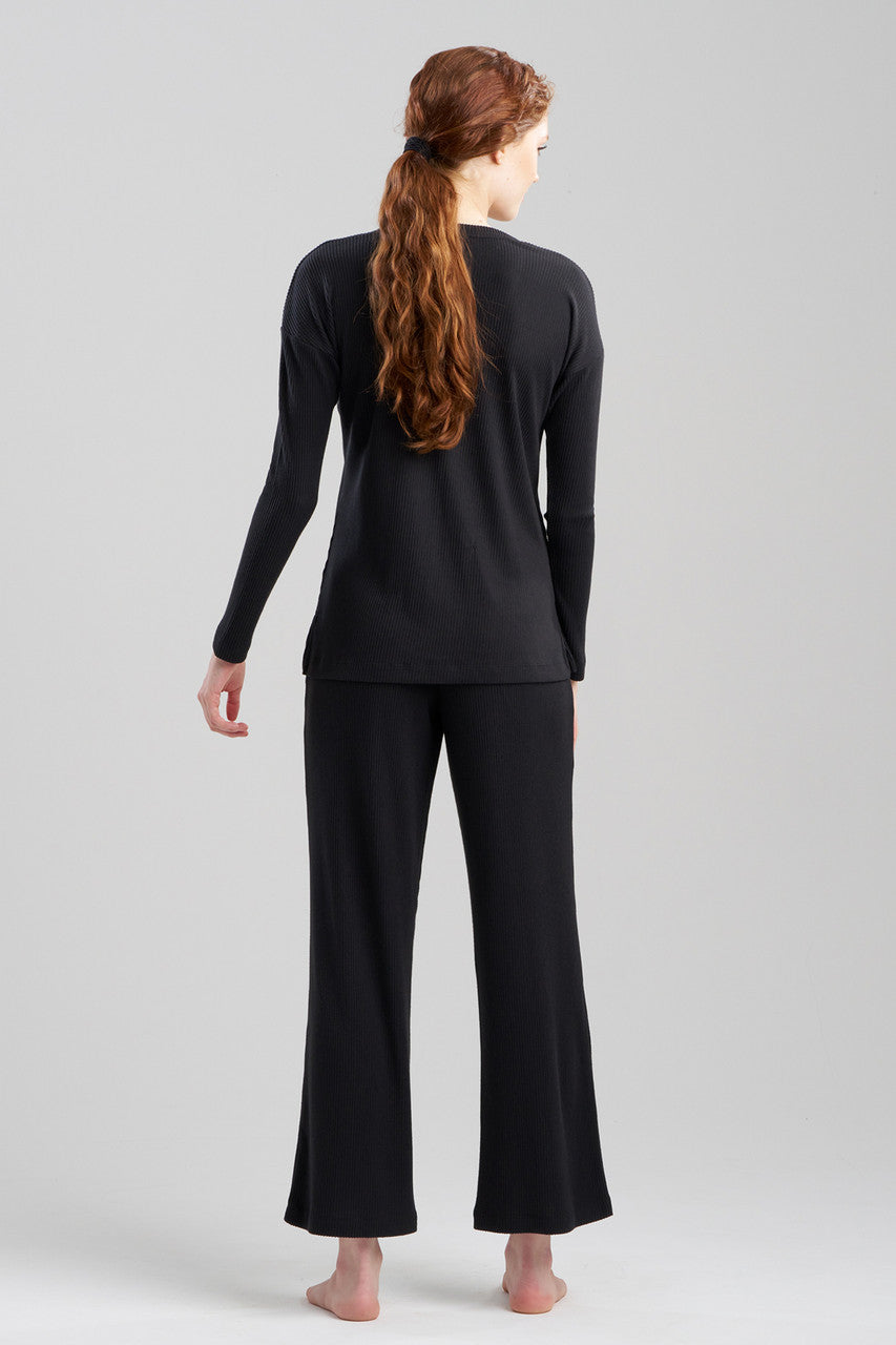 Buy Eden Rib Knit Everywhere V-Neck Top in Black Online Black Natori