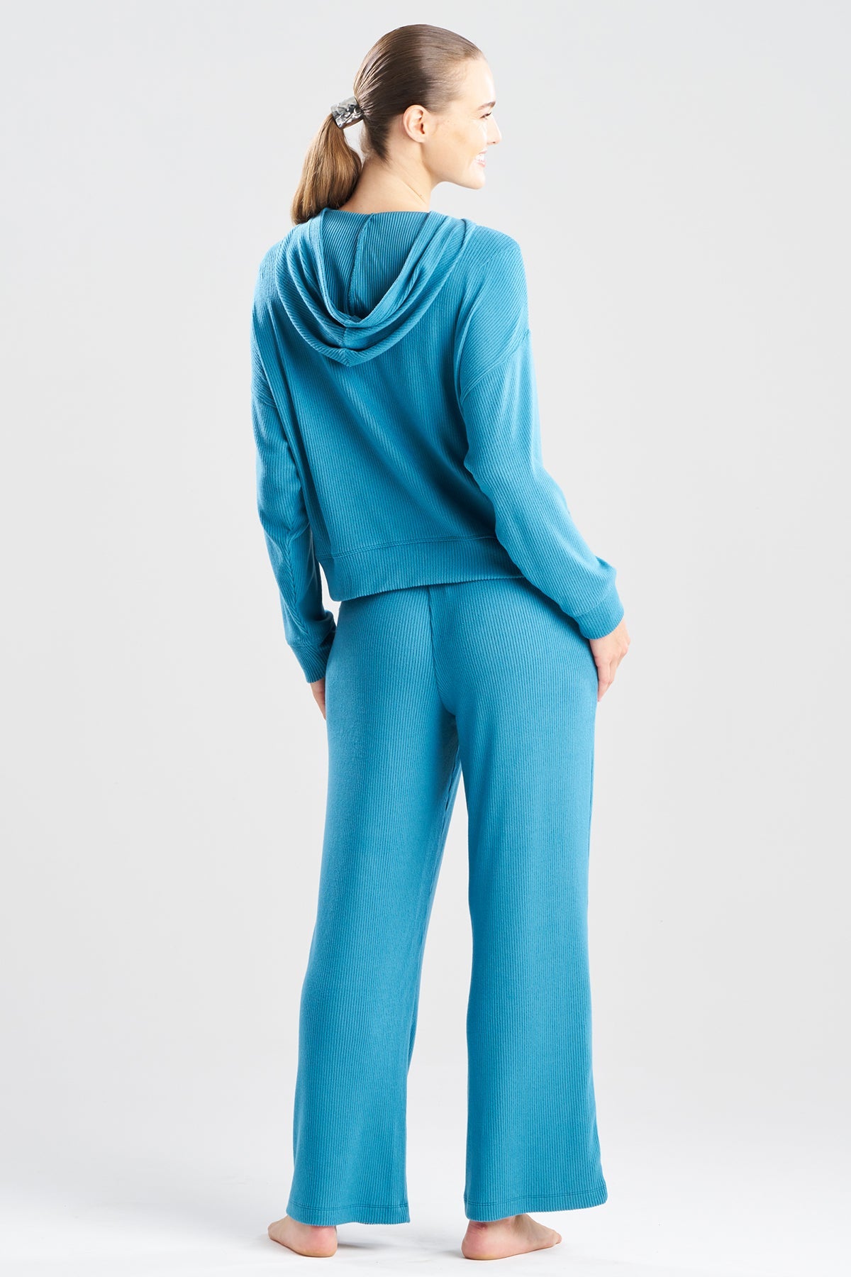 Eden Allover Rib Knit Everywhere Hoodie Blue Shadow Natori