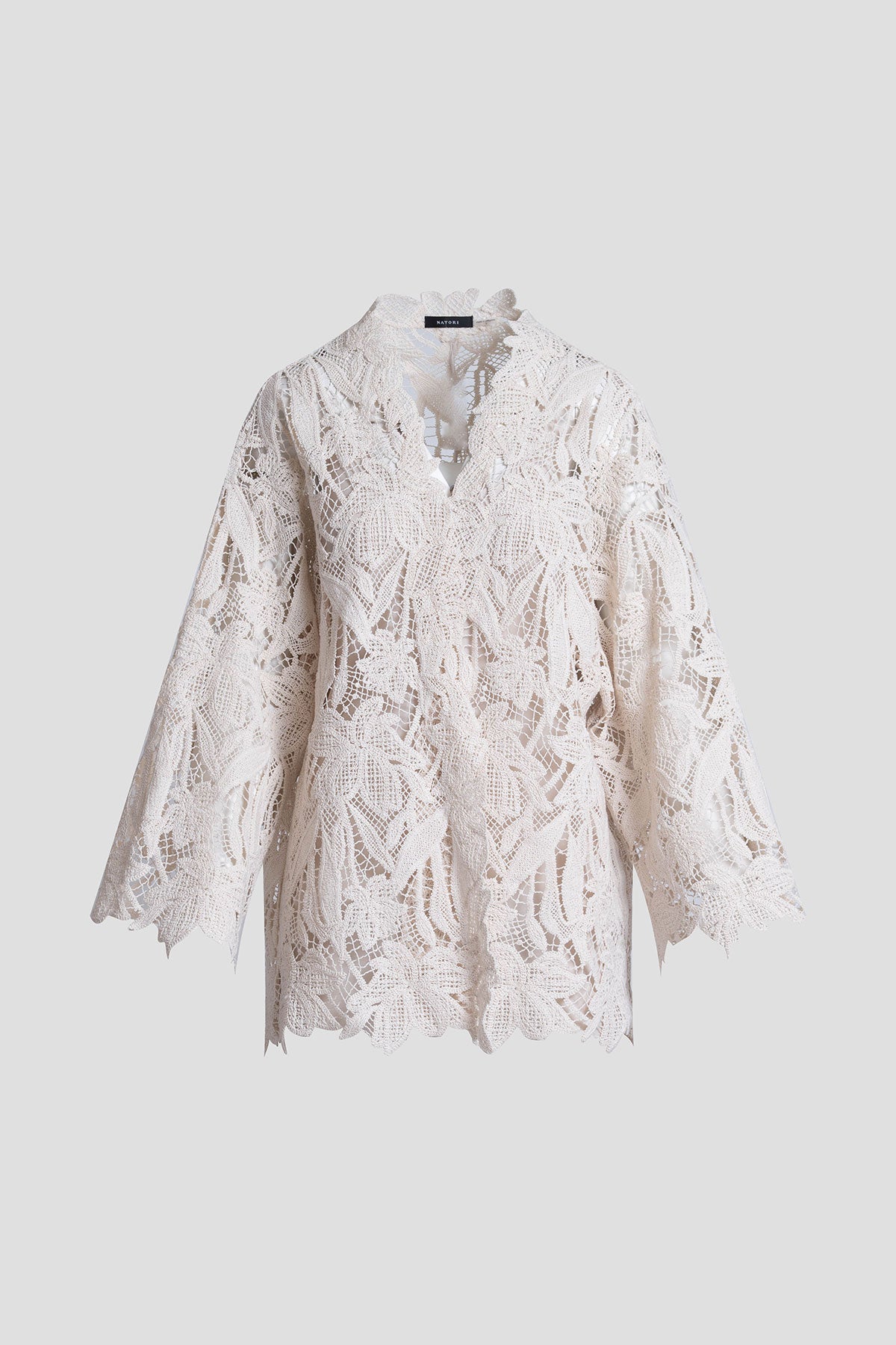 Crochet Lace Cotton Jacket Parchment Natori