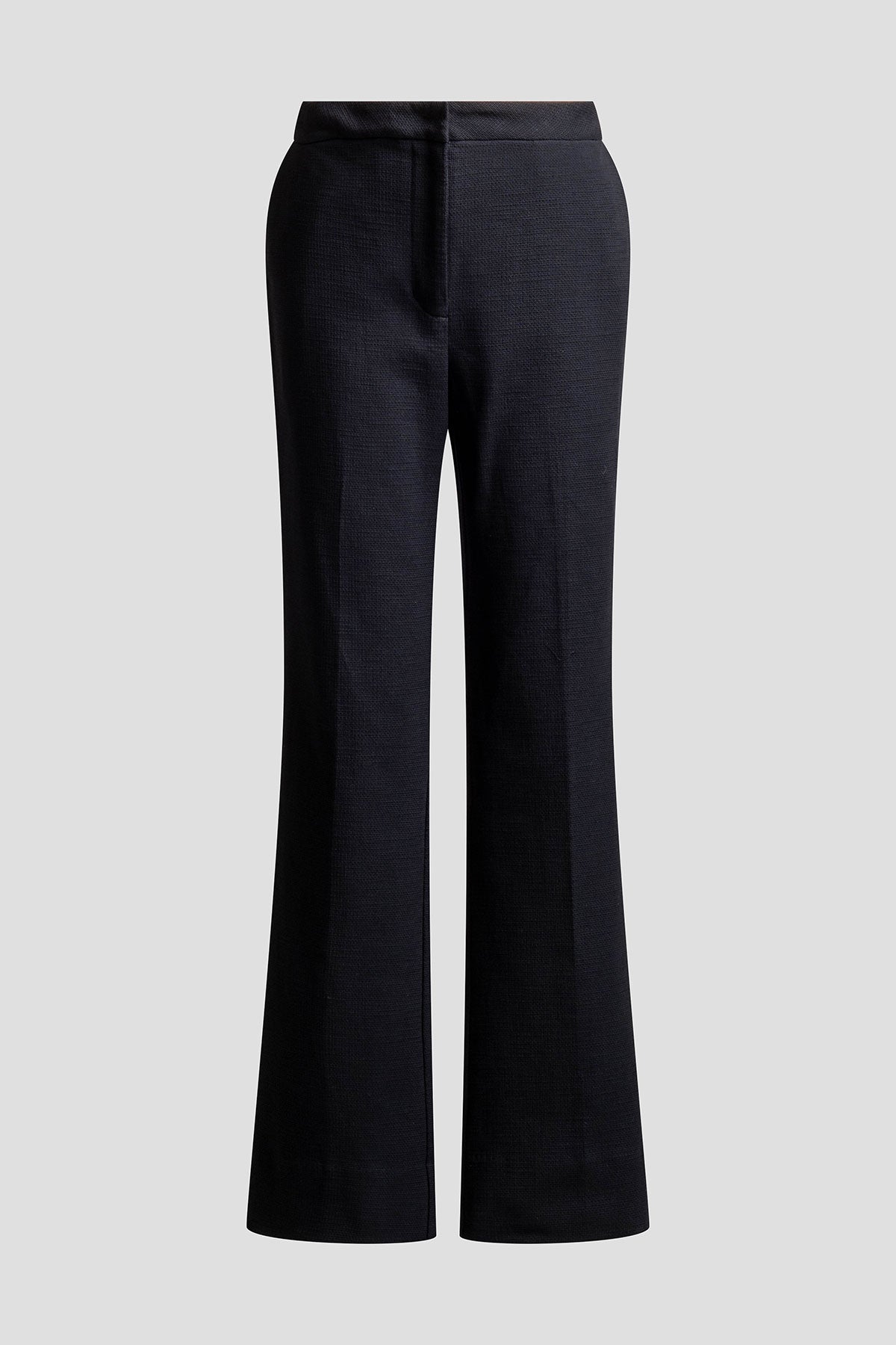 Stretch Basketweave Cotton Flare Leg Zip Pants Black Natori
