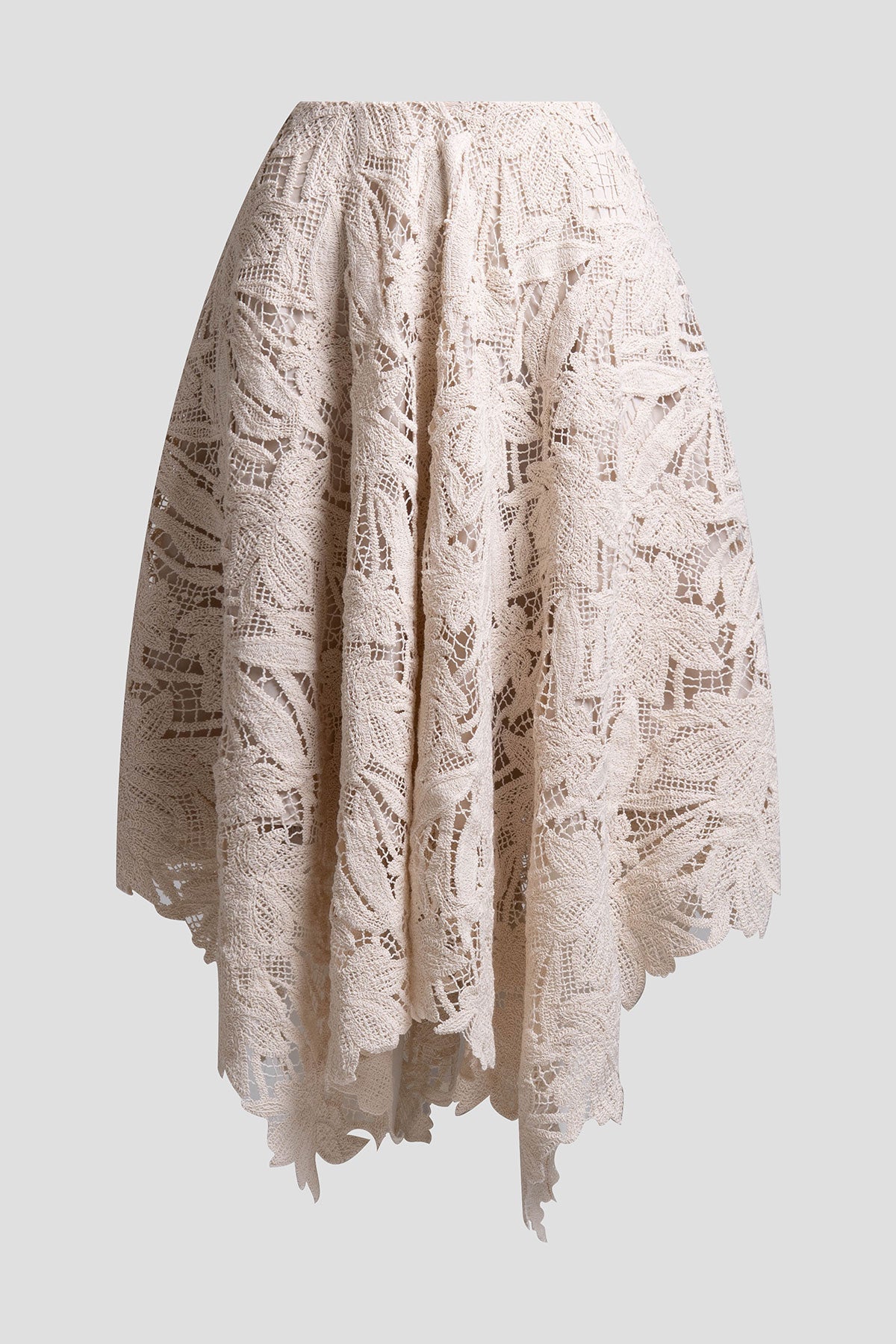 Crochet Lace Cotton Handkerchief Hem Skirt Parchment Natori
