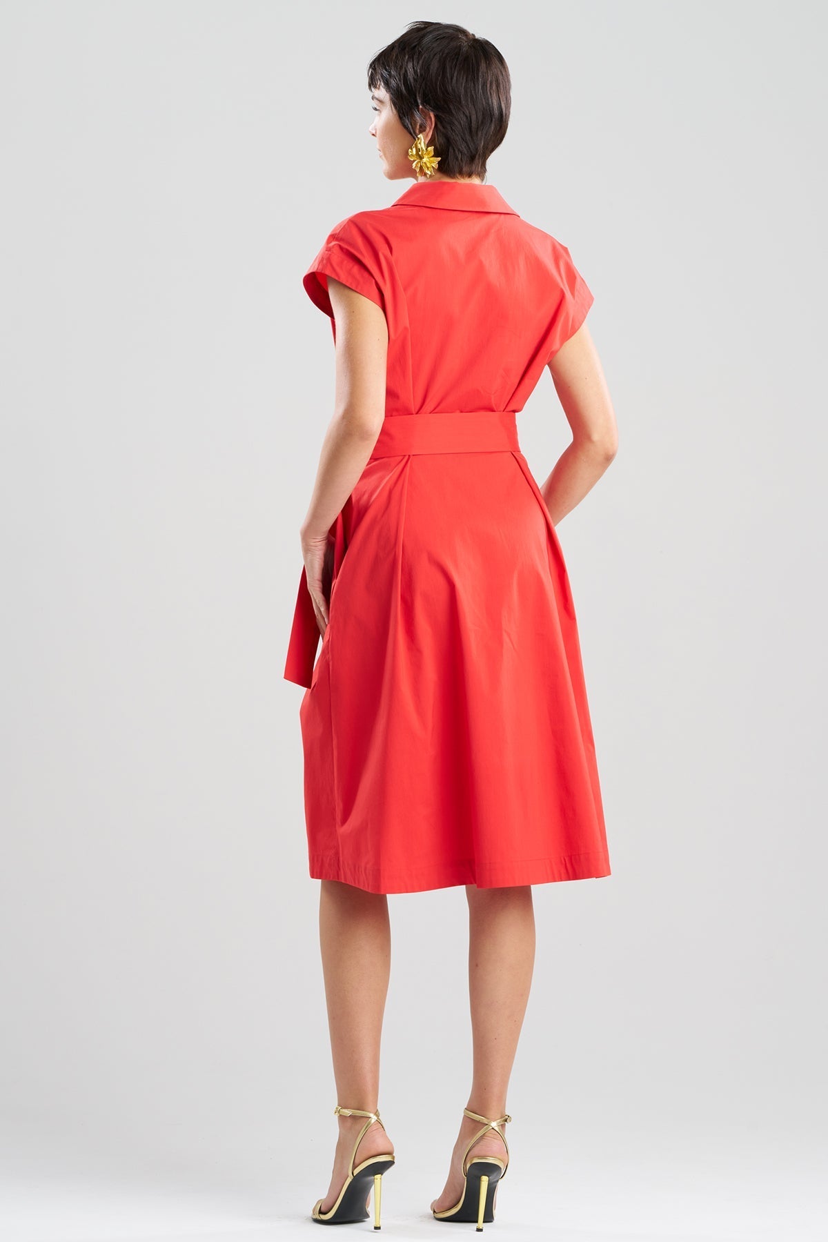 Tech Cotton Taffeta Shirtdress Mars Red Natori