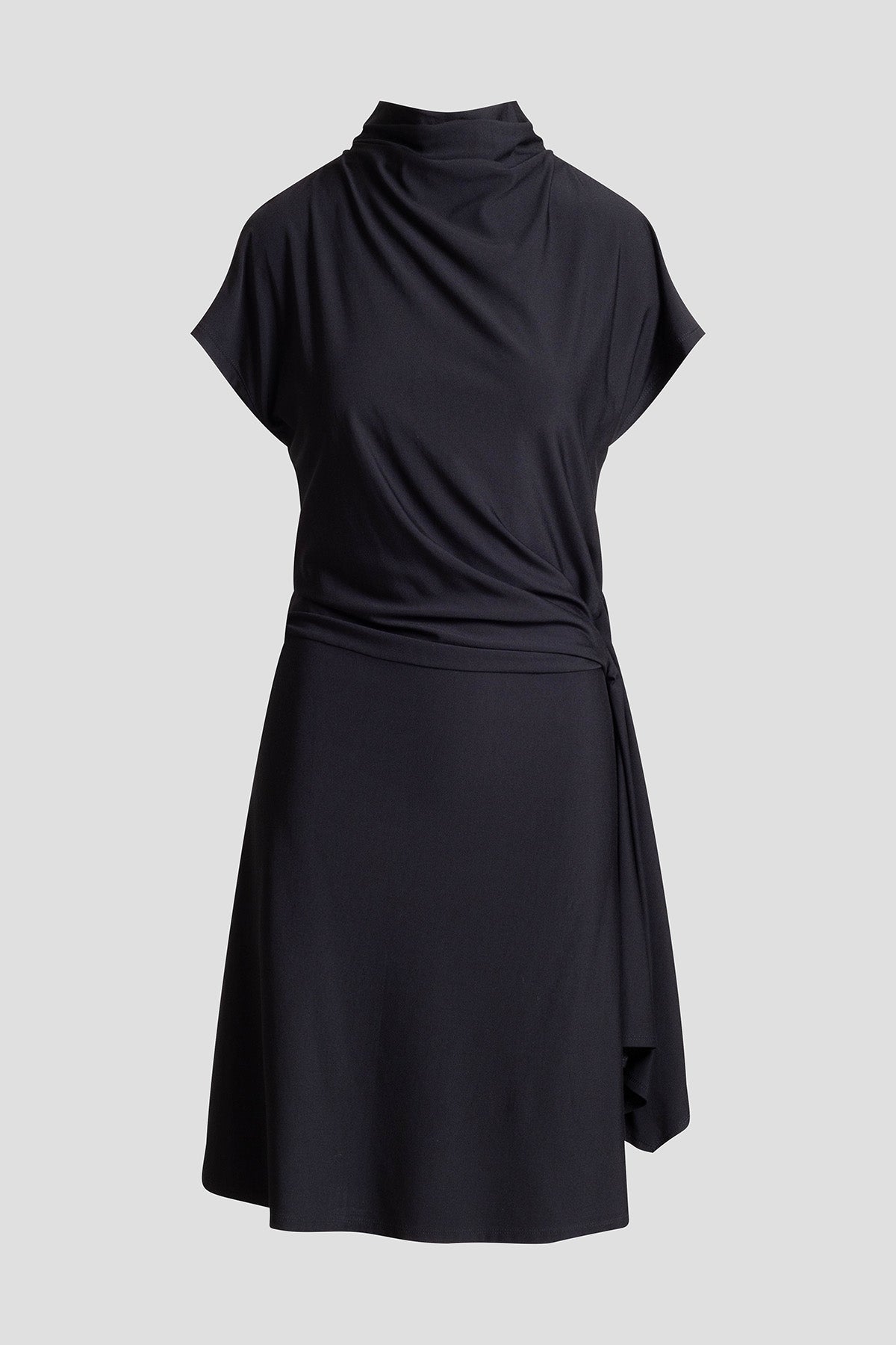 Crepe Knit Cascade Dress Black Natori