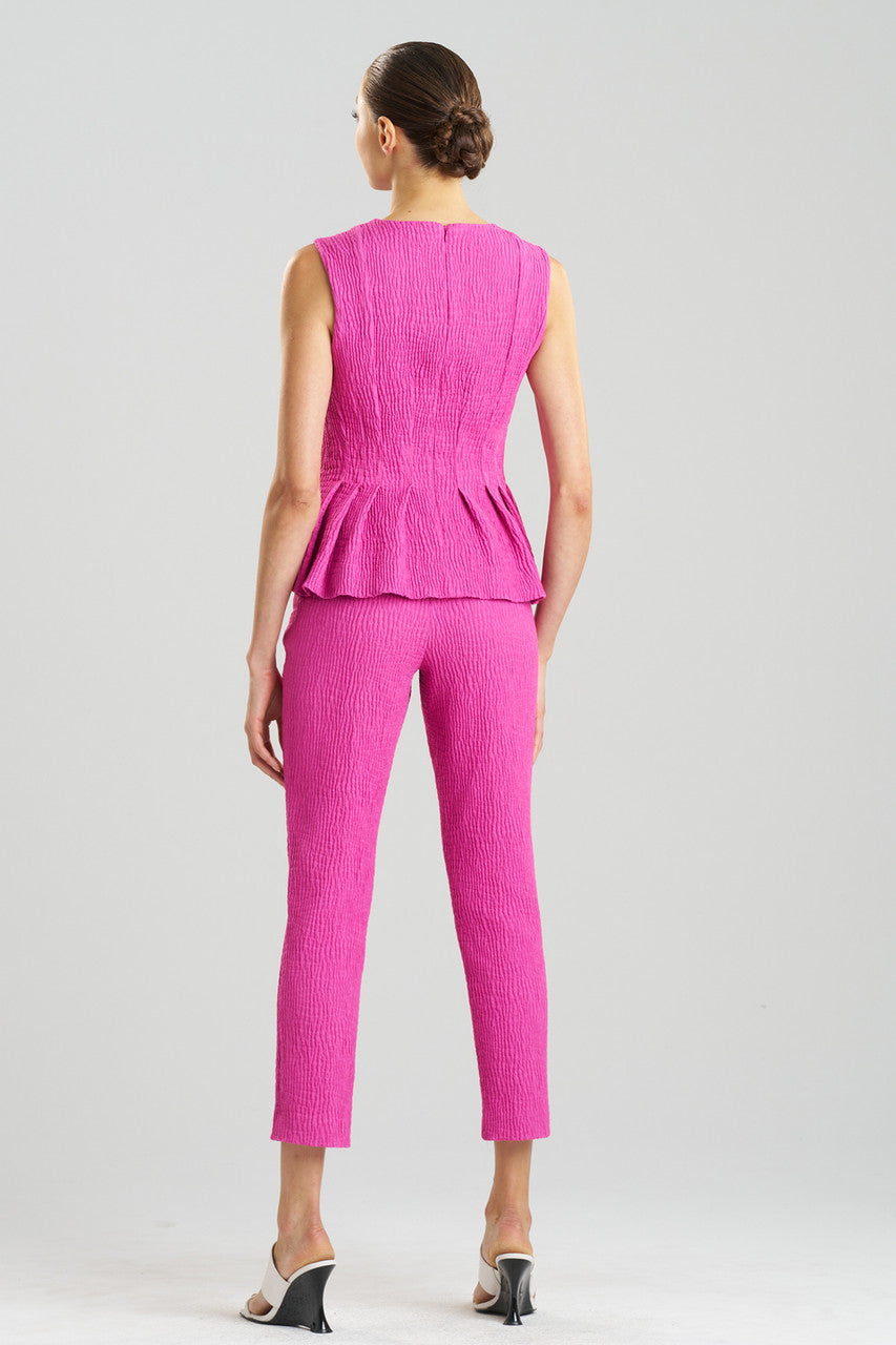 Buy Textured Cotton Jacquard Peplum Top in Bright Berry Online Bright Berry Natori