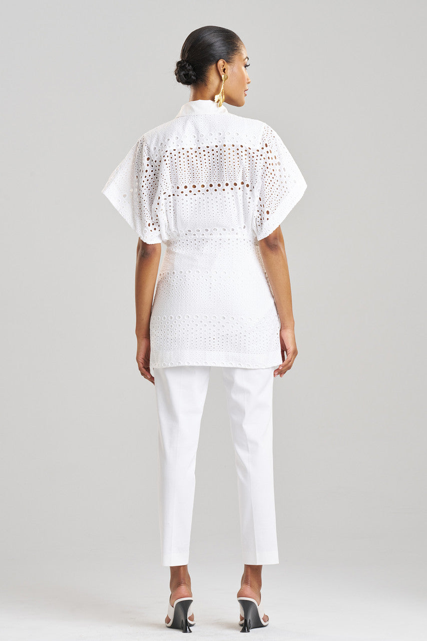 Buy Round Eyelet Kimono Wrap Shirt in White Online White Natori