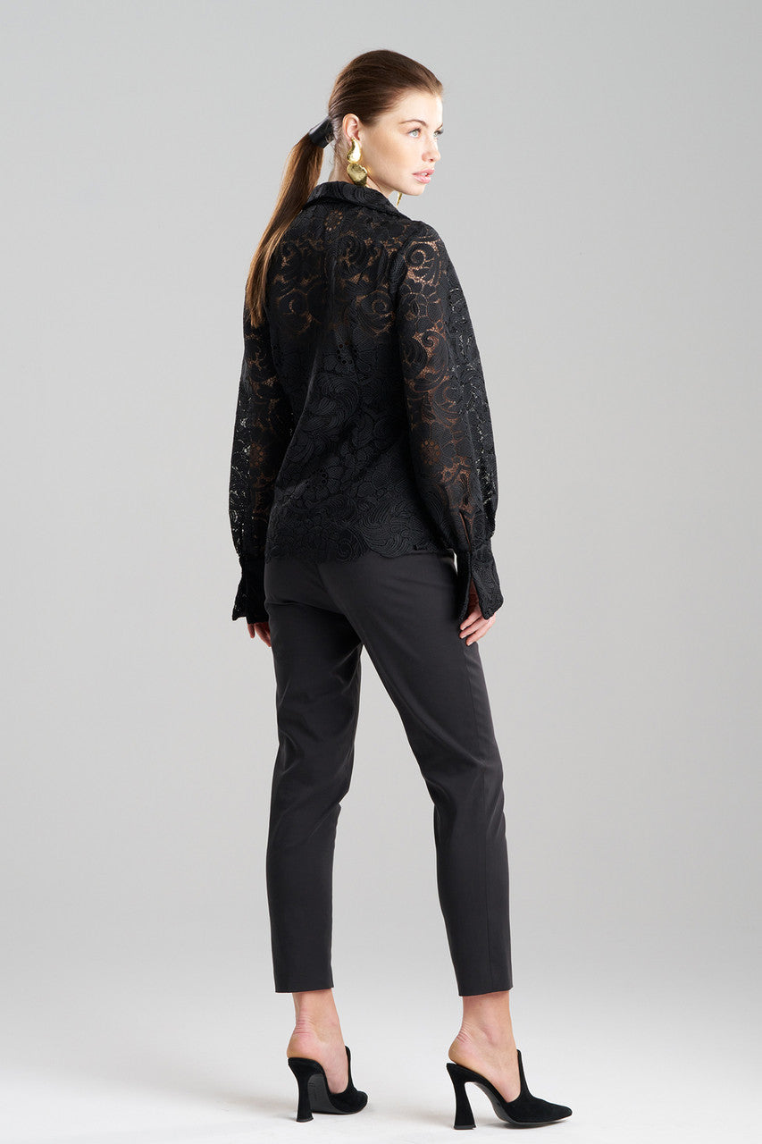 Buy Mantilla Lace Button Down Shirt in Black Online Black Natori