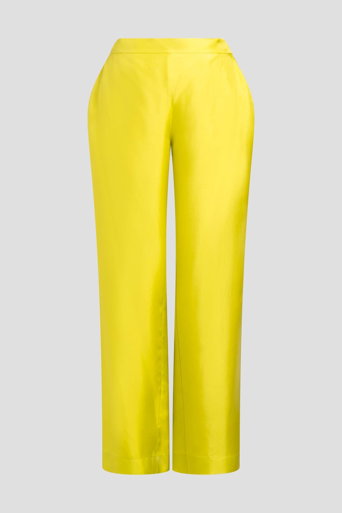 Solid Silk Twill Pull On Straight Leg Pants Chartreuse Natori