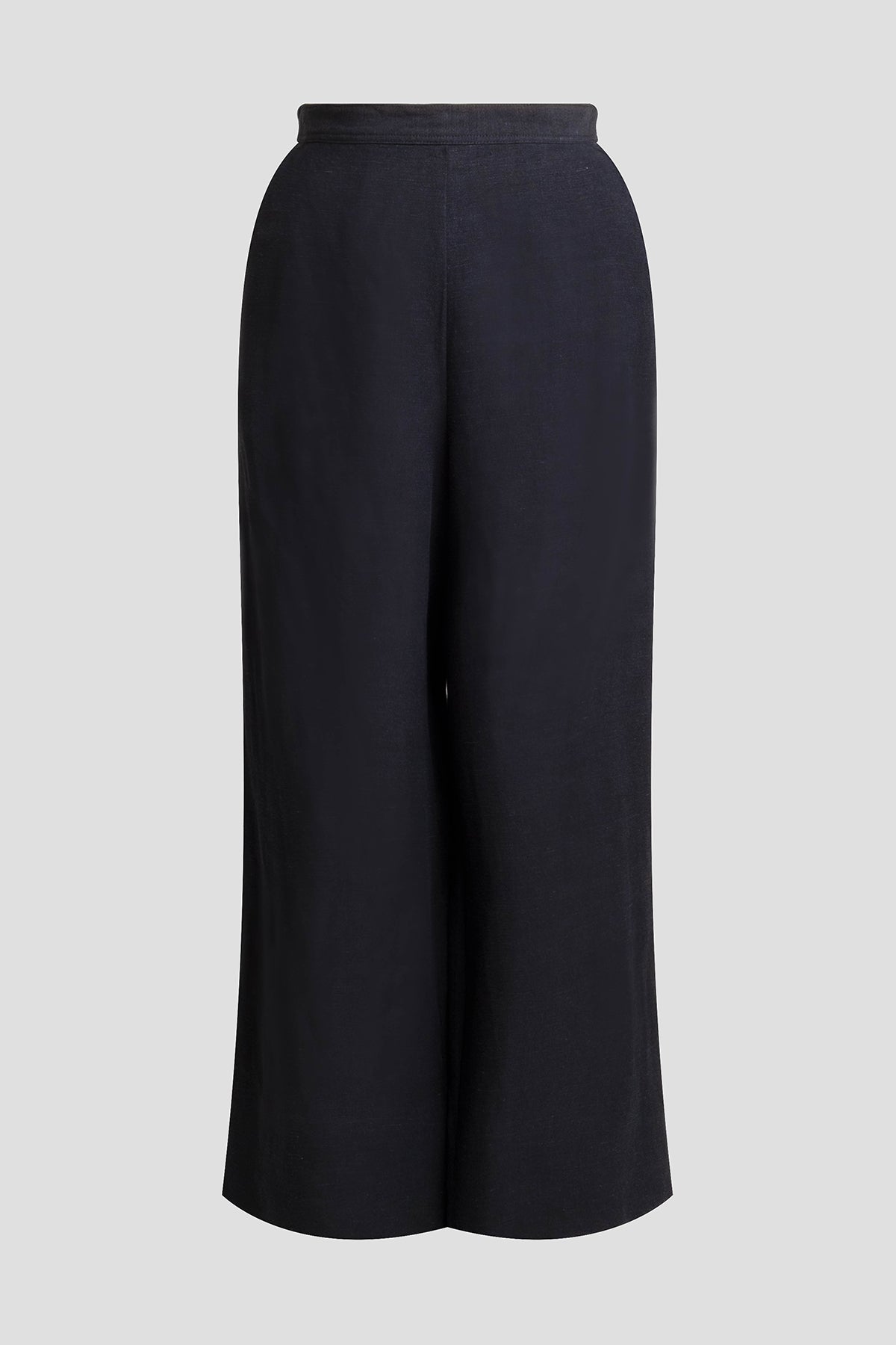 Light Weight Linen Cropped Wide Leg Pants Black Natori