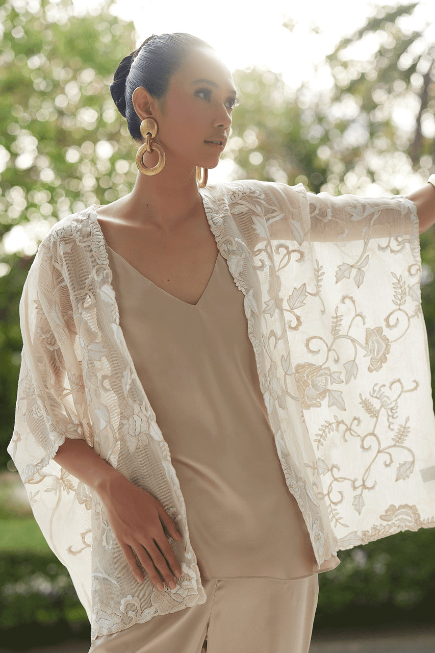 Buy Couture Piña Embroidered Jacket in Natural Online Natural Natori