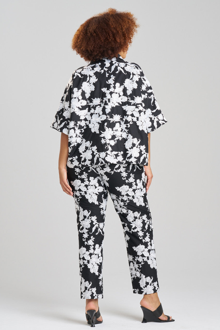 Buy Tangier Embroidered Cotton Jacket in Black/White Online Black/White Natori