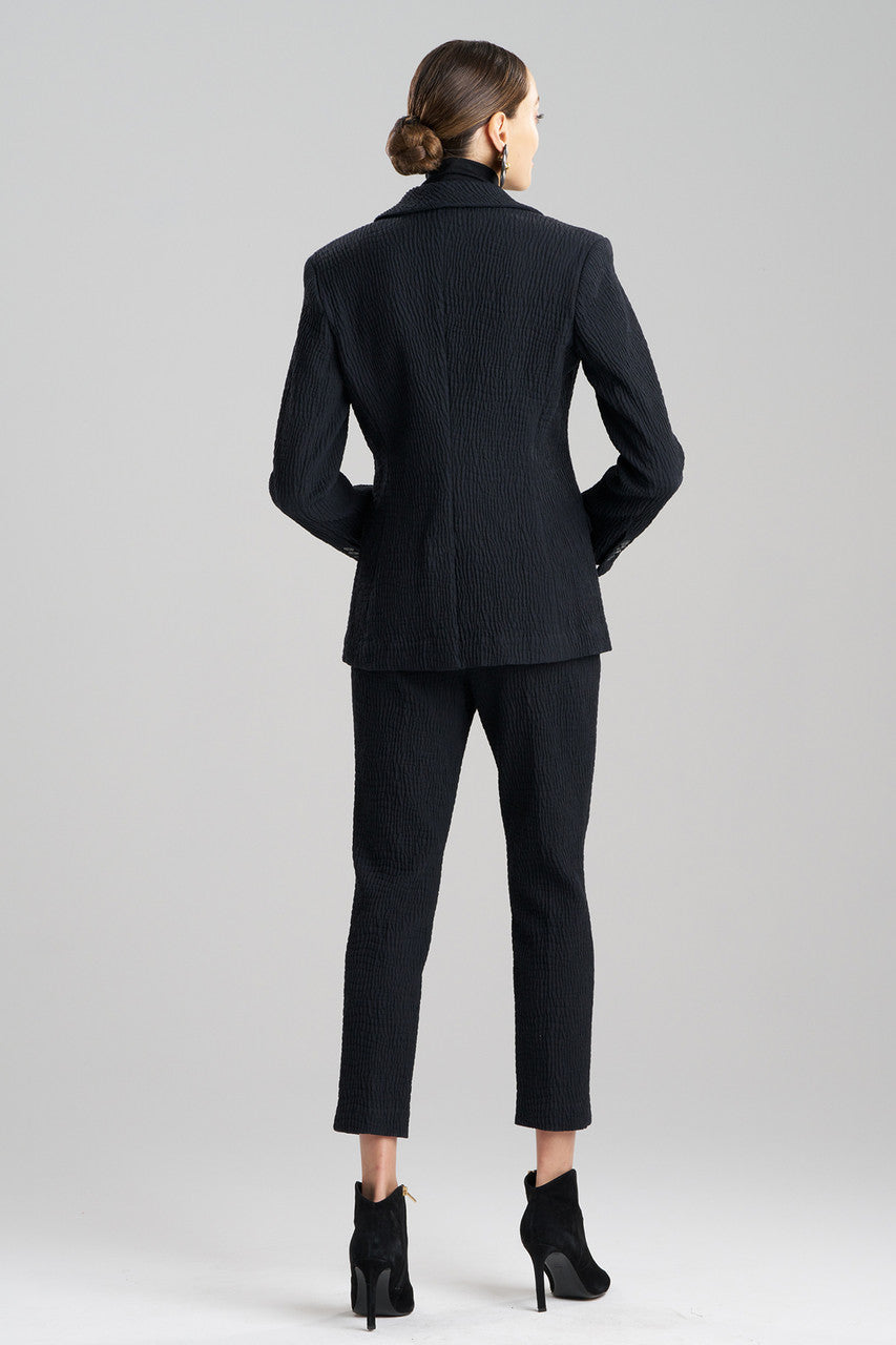 Buy Textured Cotton Jacquard Jacket in Black Online Black Natori