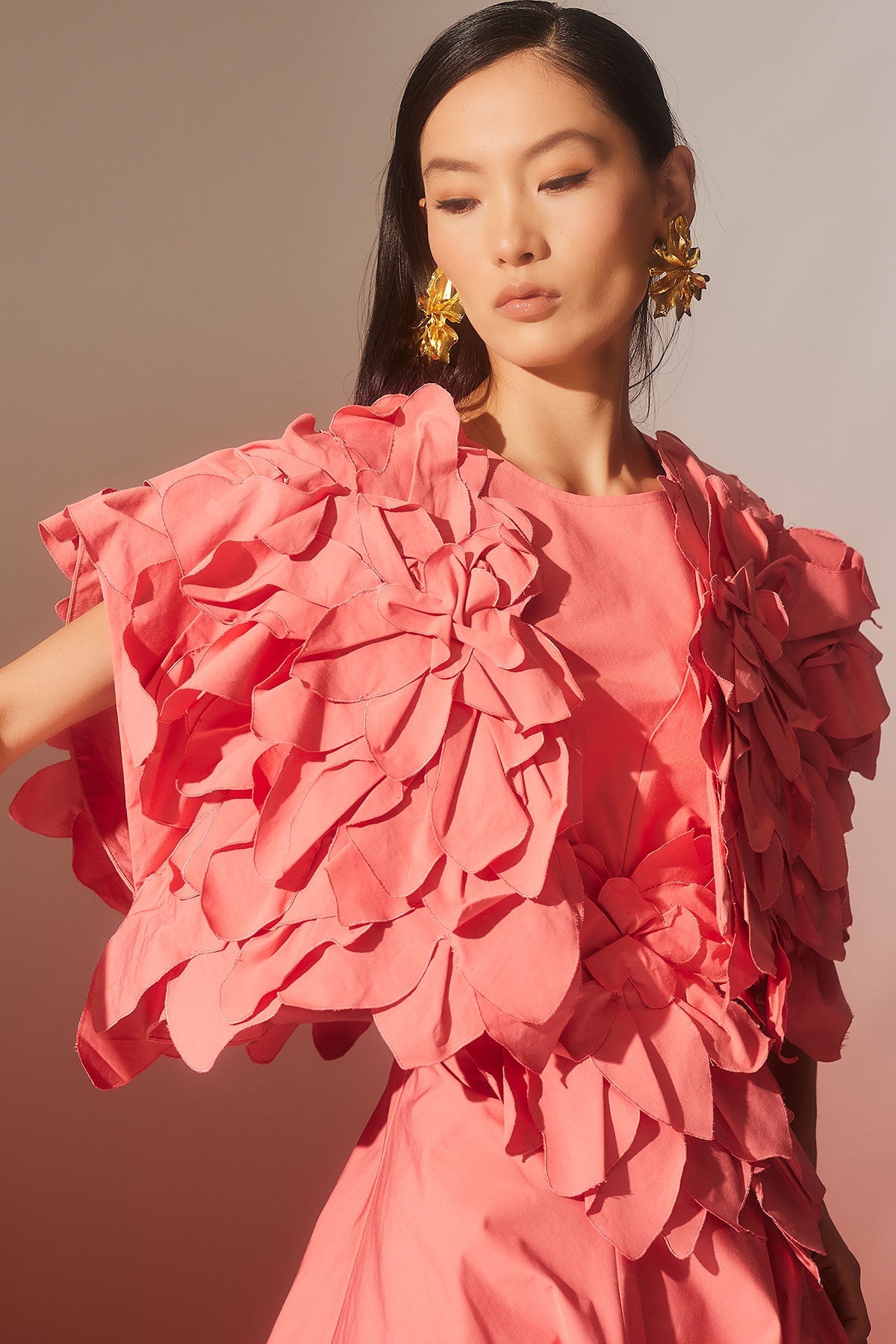 Tech Cotton Taffeta Embroidered Floral Bolero Flamingo Pink Natori