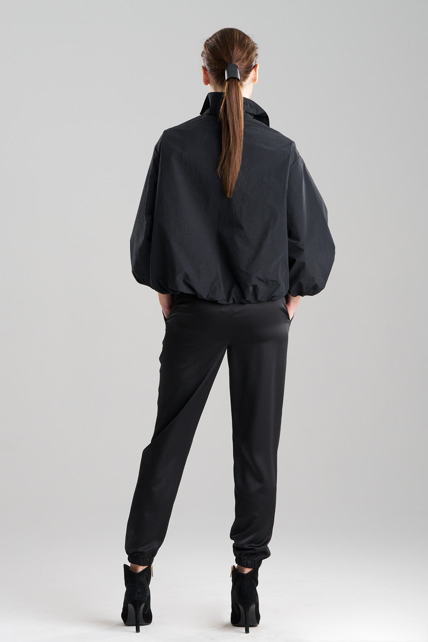 Buy Taffeta Embroidered Balloon Bomber Jacket in Black Online Black Natori