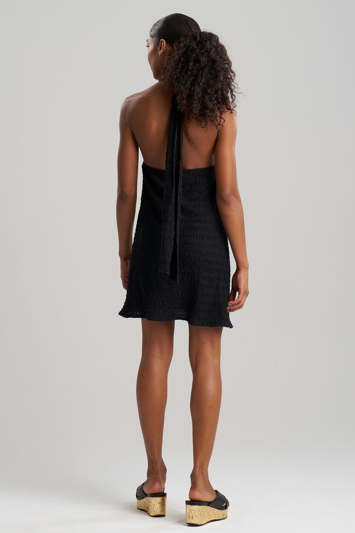 Waves Mini Halter Dress Black Natori