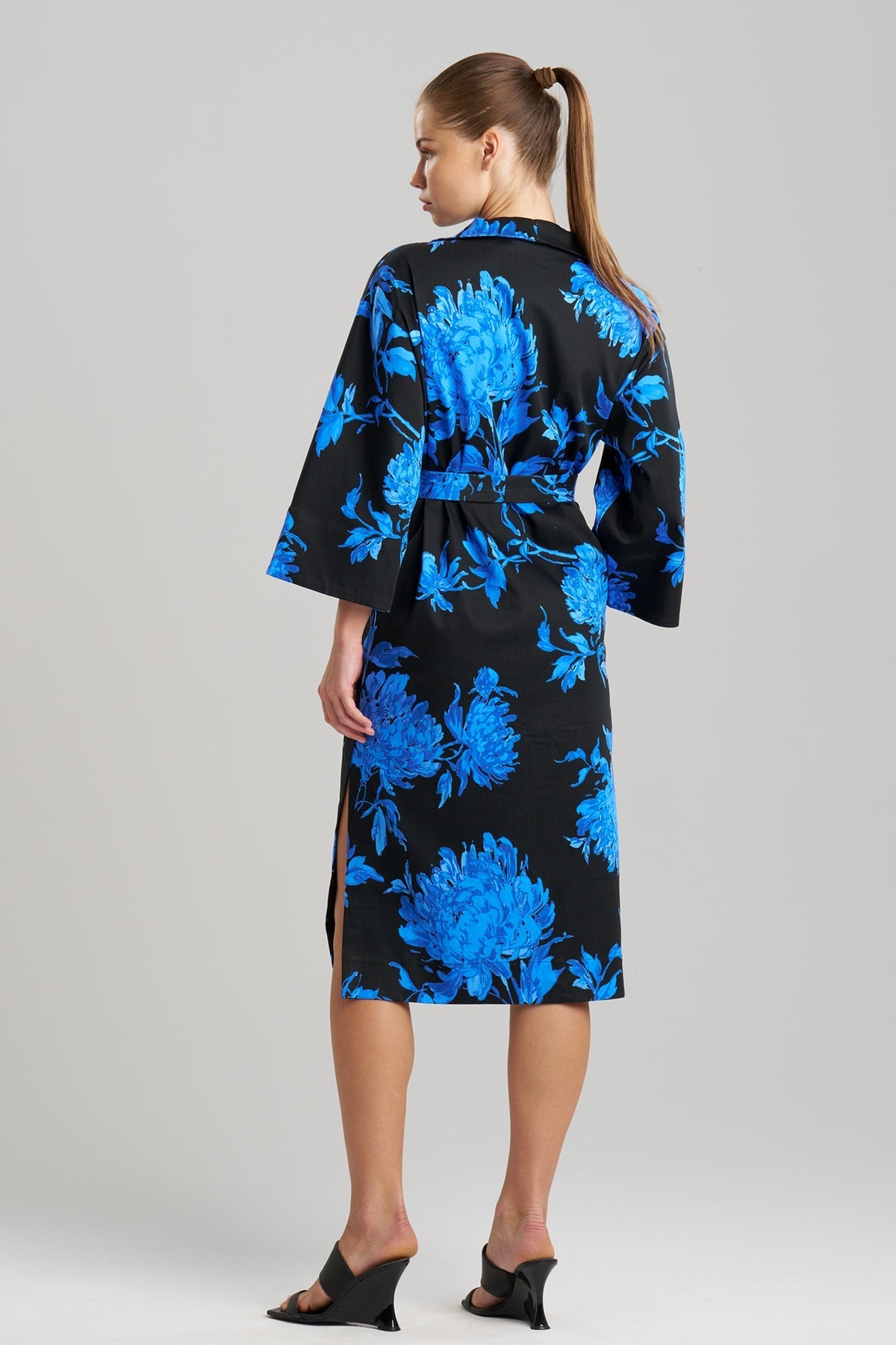Buy Miyako Printed Cotton Chino Kimono Shirtdress online Aster Blue Natori