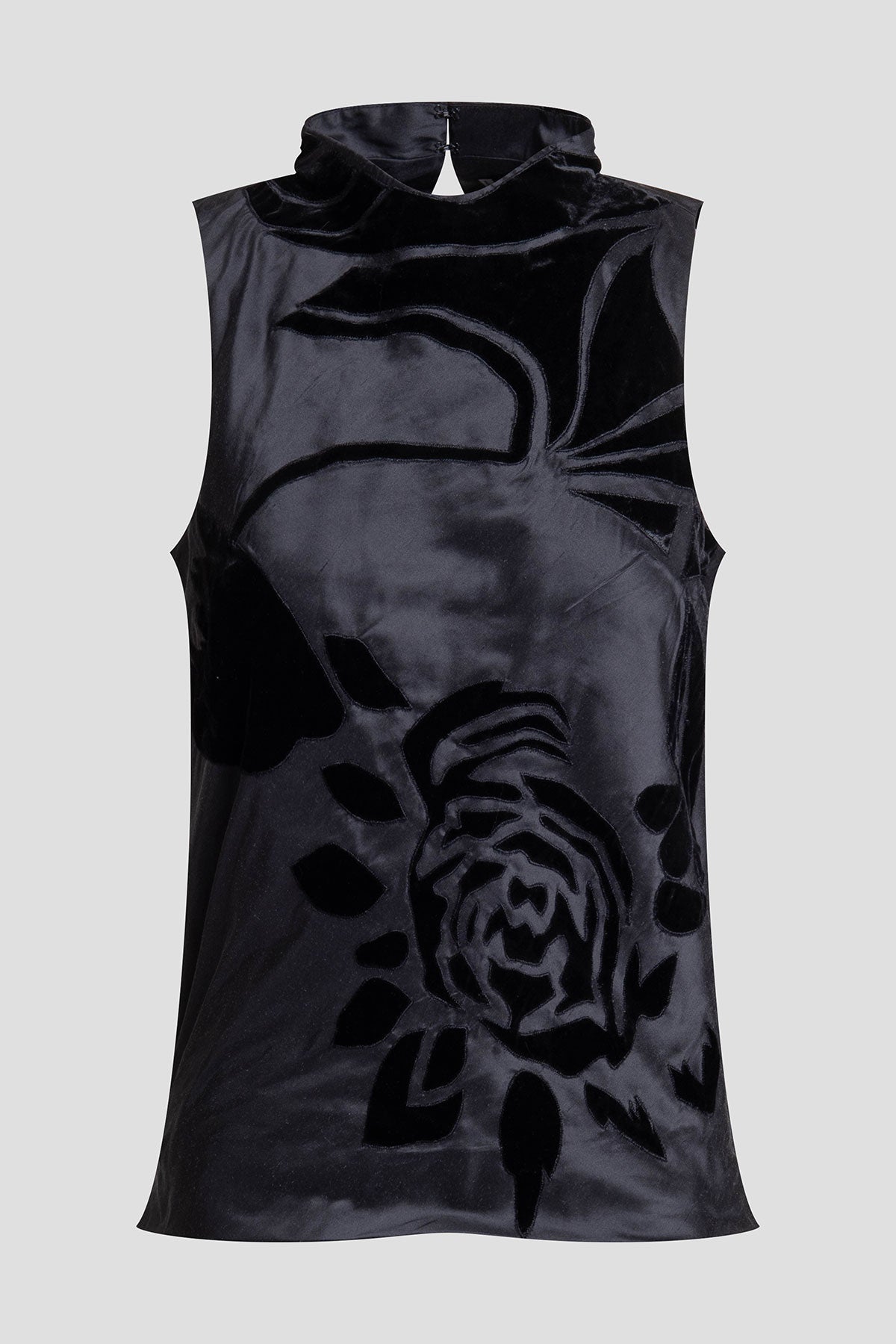 Couture Silk Dupioni Embroidered Halter Top Black Natori