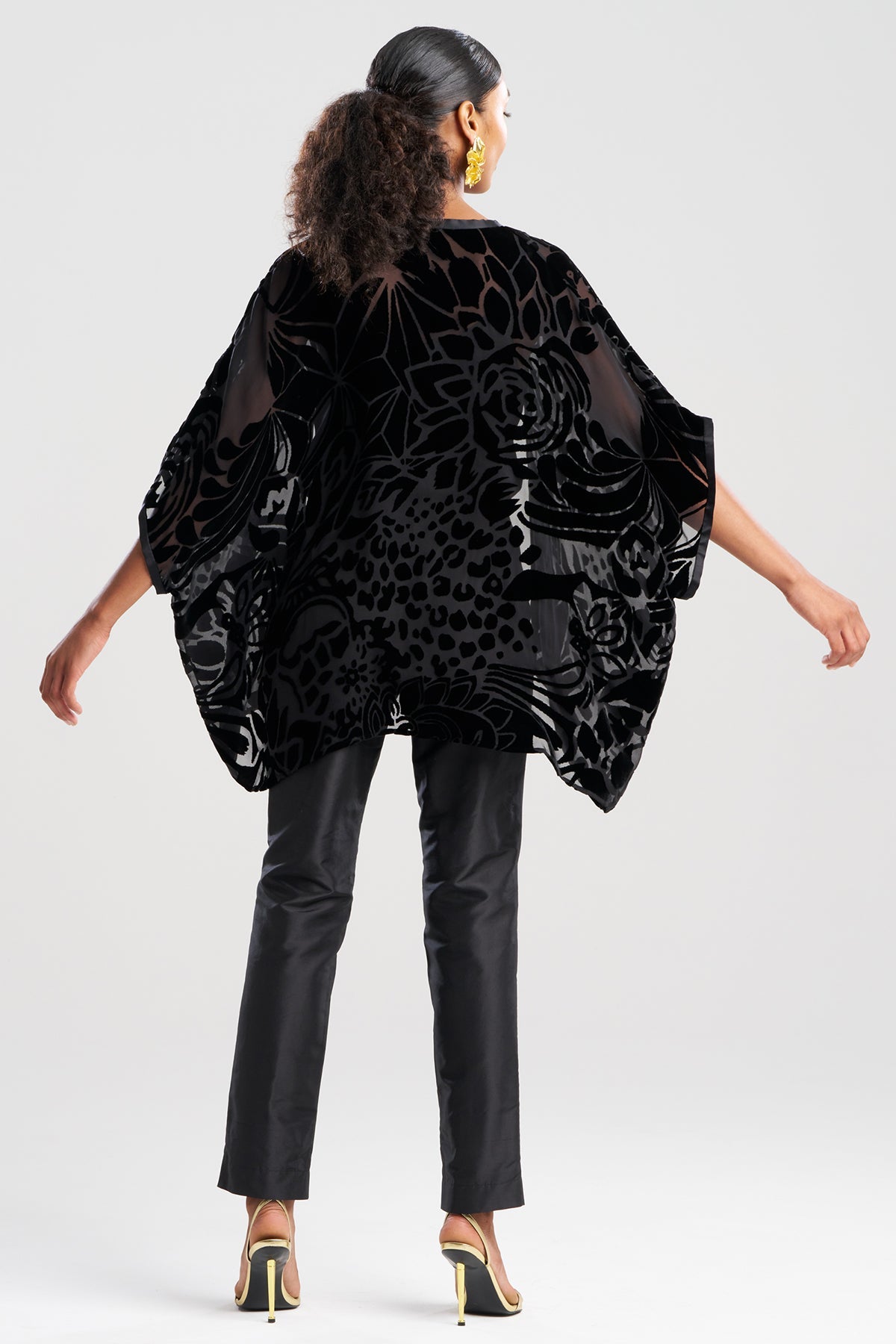 Couture Burnout Velvet Cocoon Cardigan Black Natori